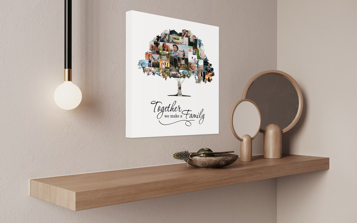 Custom Family Tree Photo Collage Canvas Wall Art - Personalized Picture Collage - Unique Gift for Families, Weddings, Anniversaries