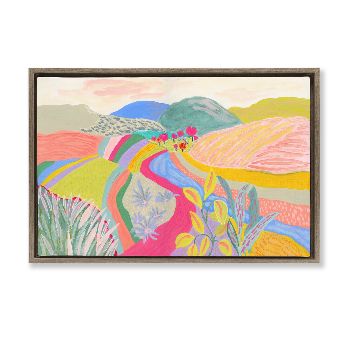 Stupell Industries Whimsical Hued Farmland Framed Floater Canvas Wall Art Design by Suzanne Allard