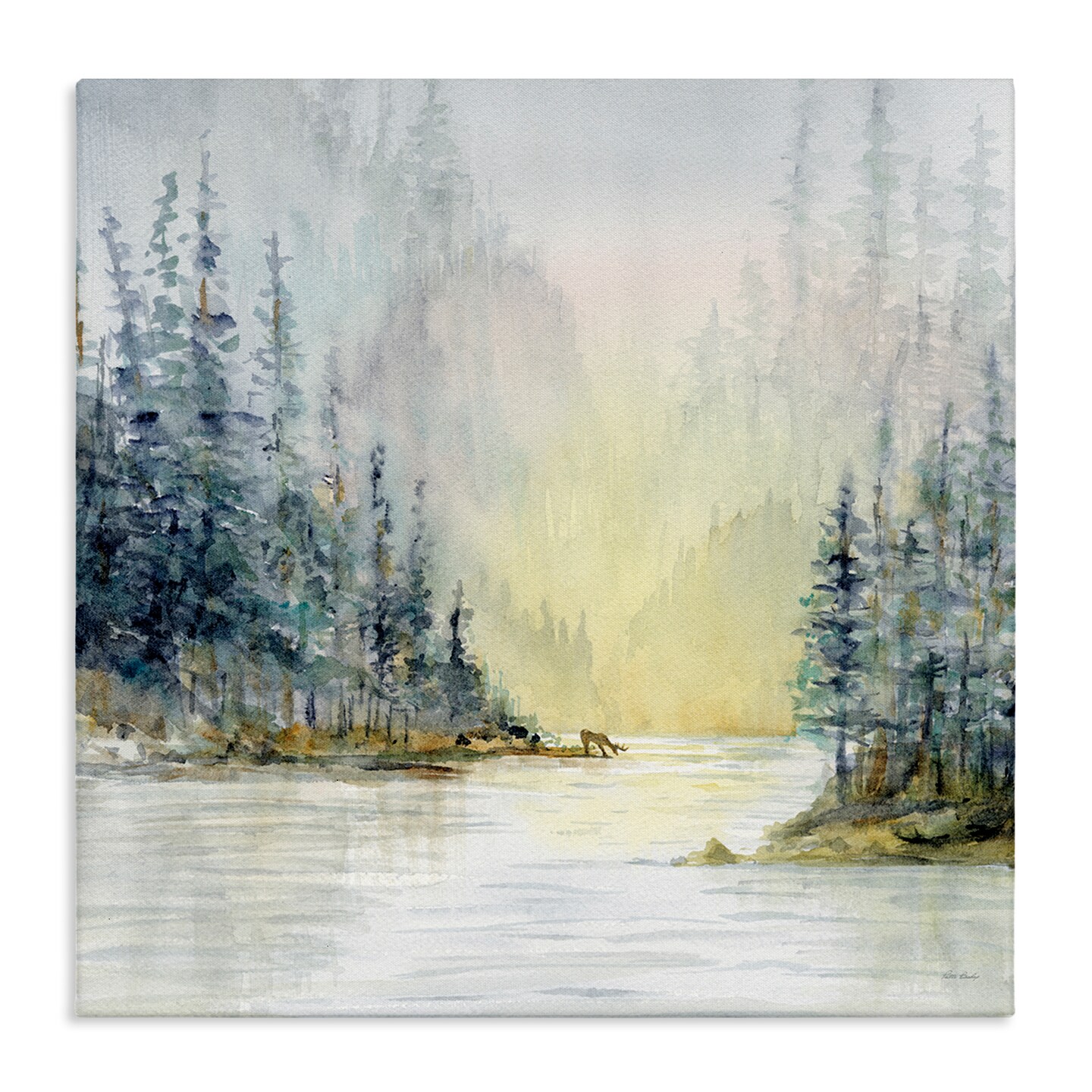 Stupell Industries Woodland Lake Scene Canvas Wall Art Design by Patti Bishop