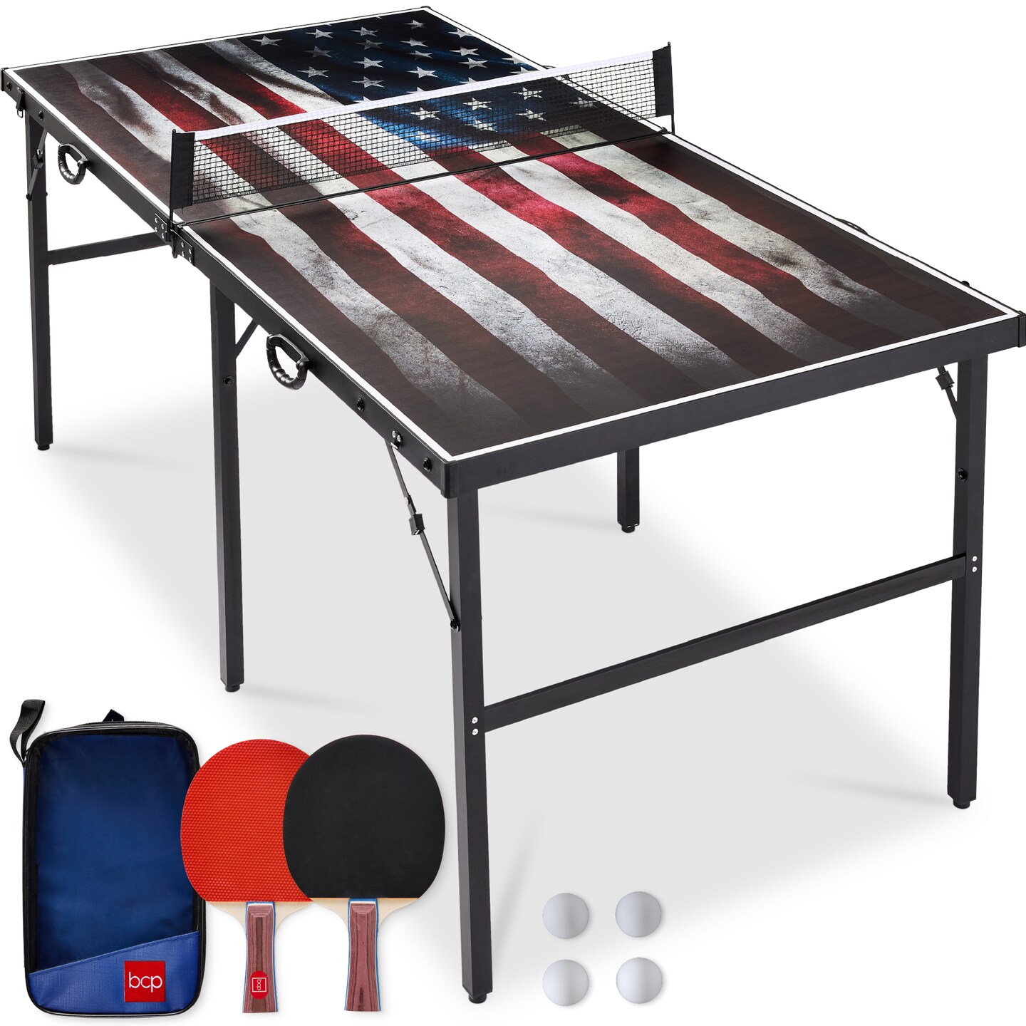 Best Choice Products 6x3ft Portable Ping Pong Table Game Set, Folding Table Tennis w/ 2 Paddles, Balls