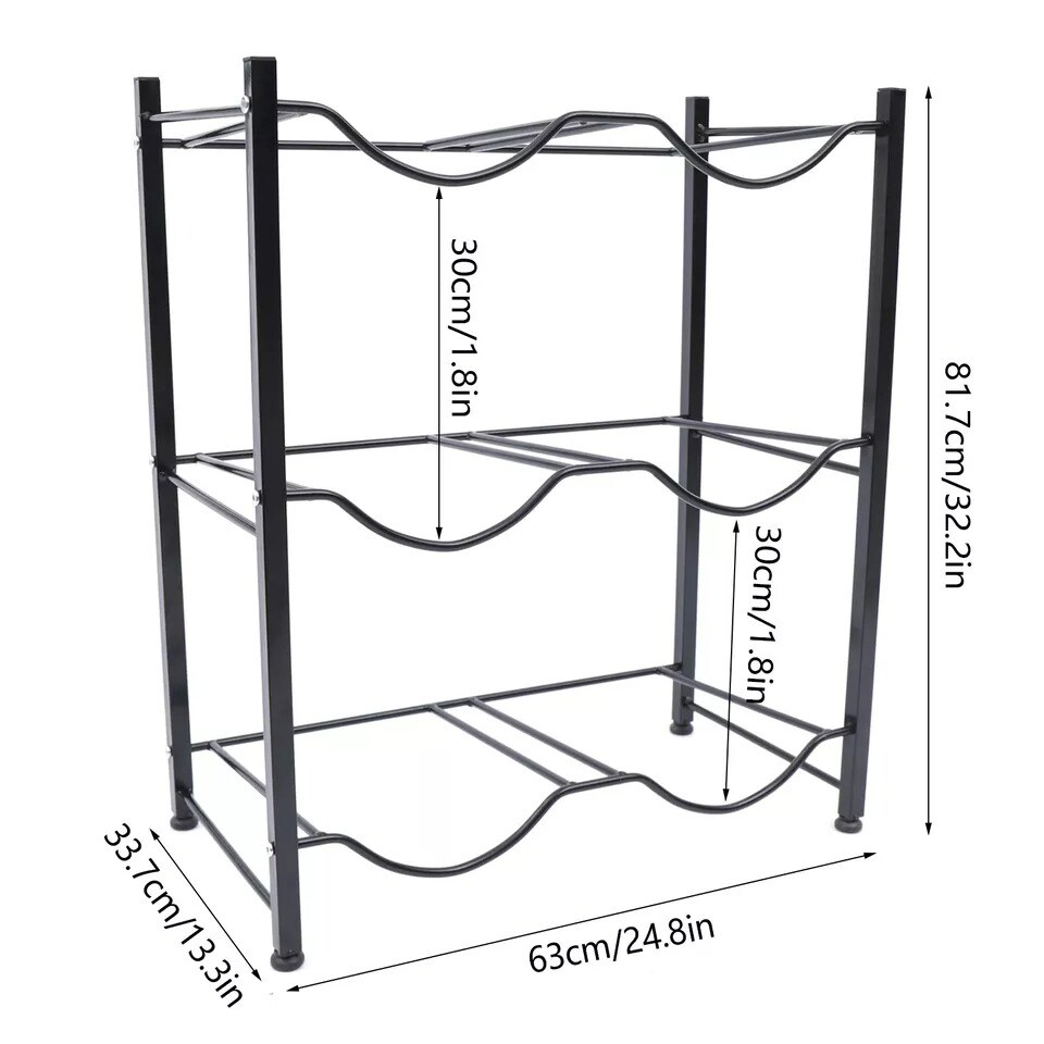 6 Bottles 5 Gallon 3 Tiers Water Jug Holder Water Bottle Storage Rack Black