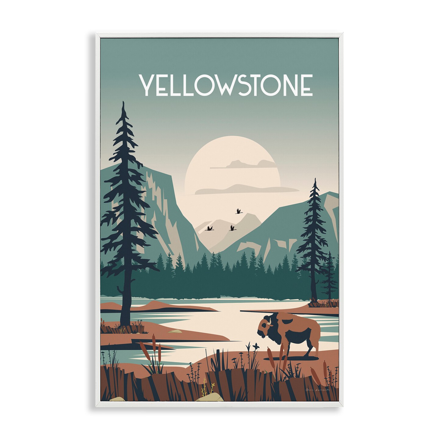 Stupell Industries Yellowstone Landmark View Framed Giclee Wall Art Design by Omar Escalante