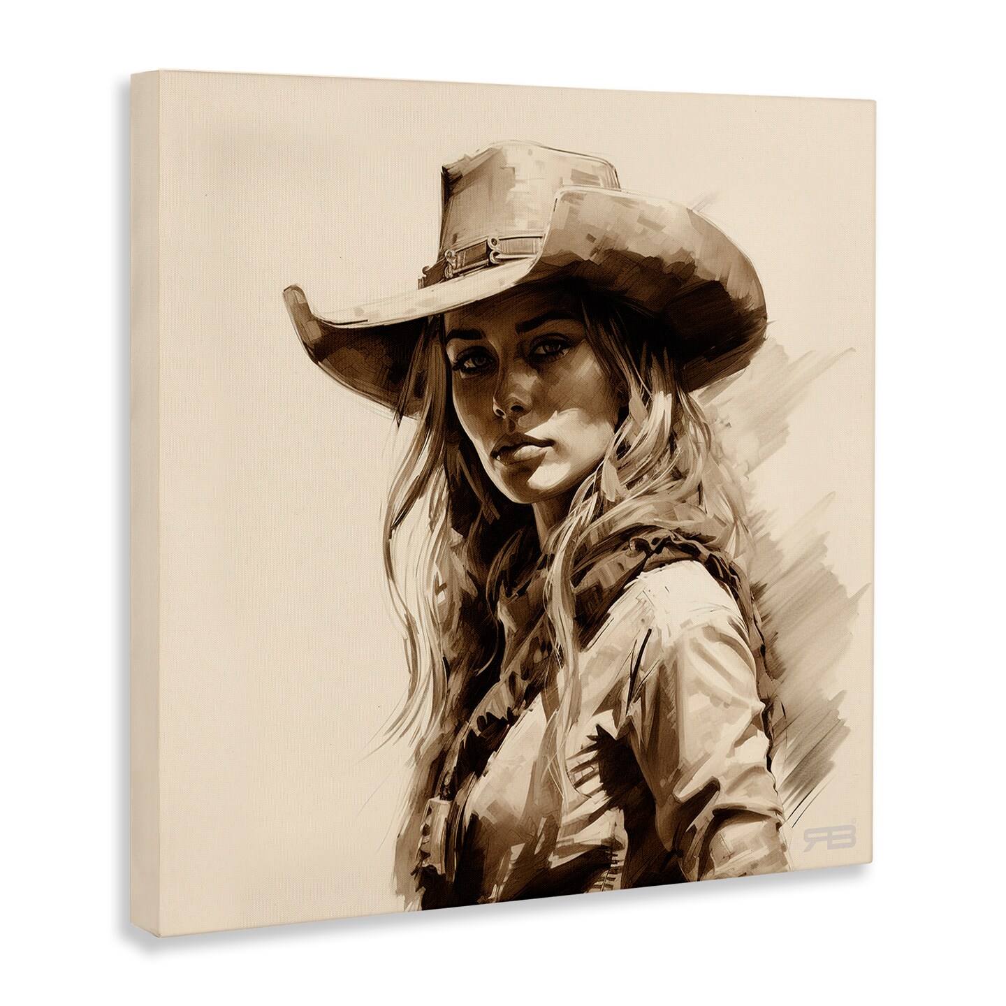 Stupell Industries Western Cowgirl Gaze Canvas Wall Art Design by RB
