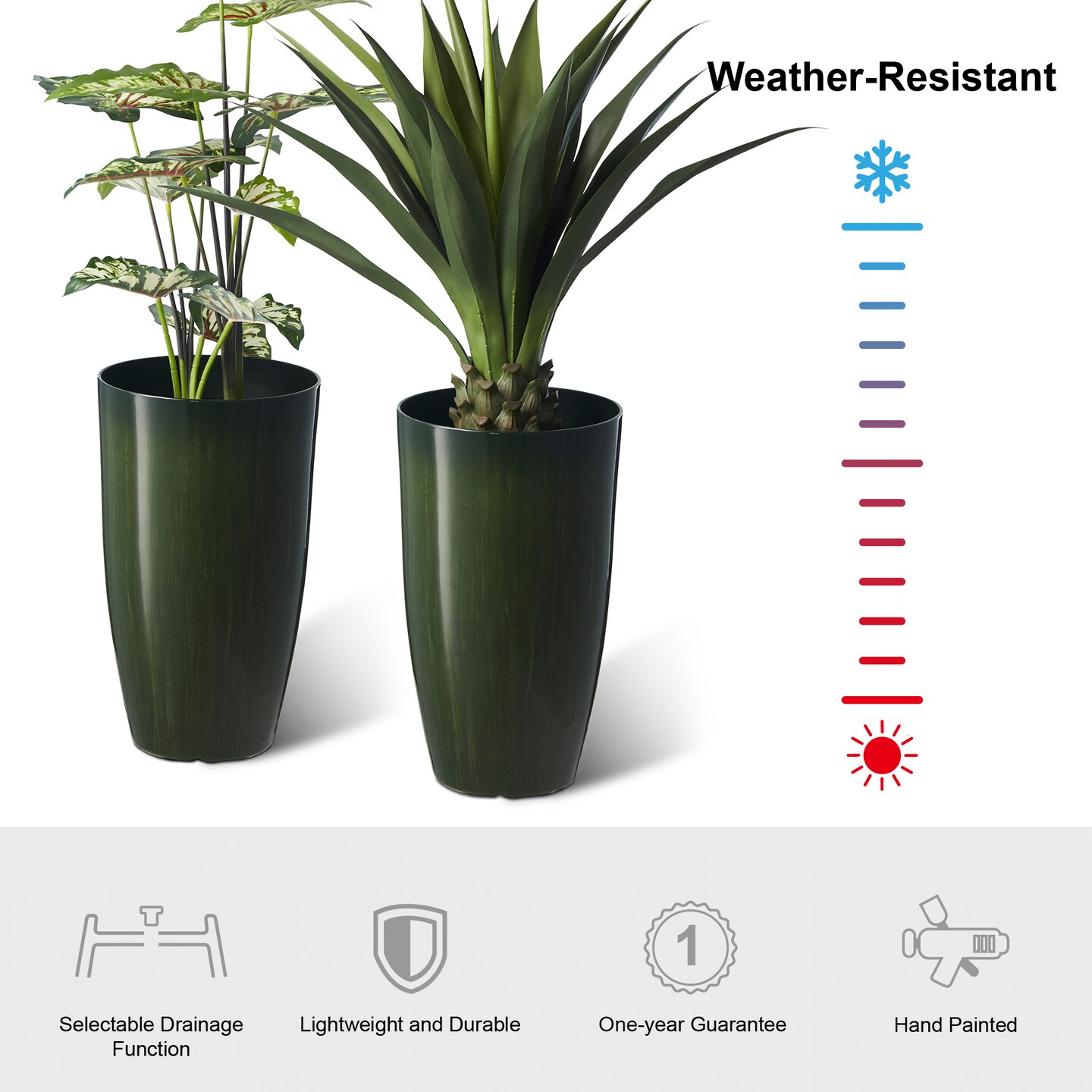 23.5"H Set of 4 Oversized Gradient Faux Ceramic Tall Plastic Planter