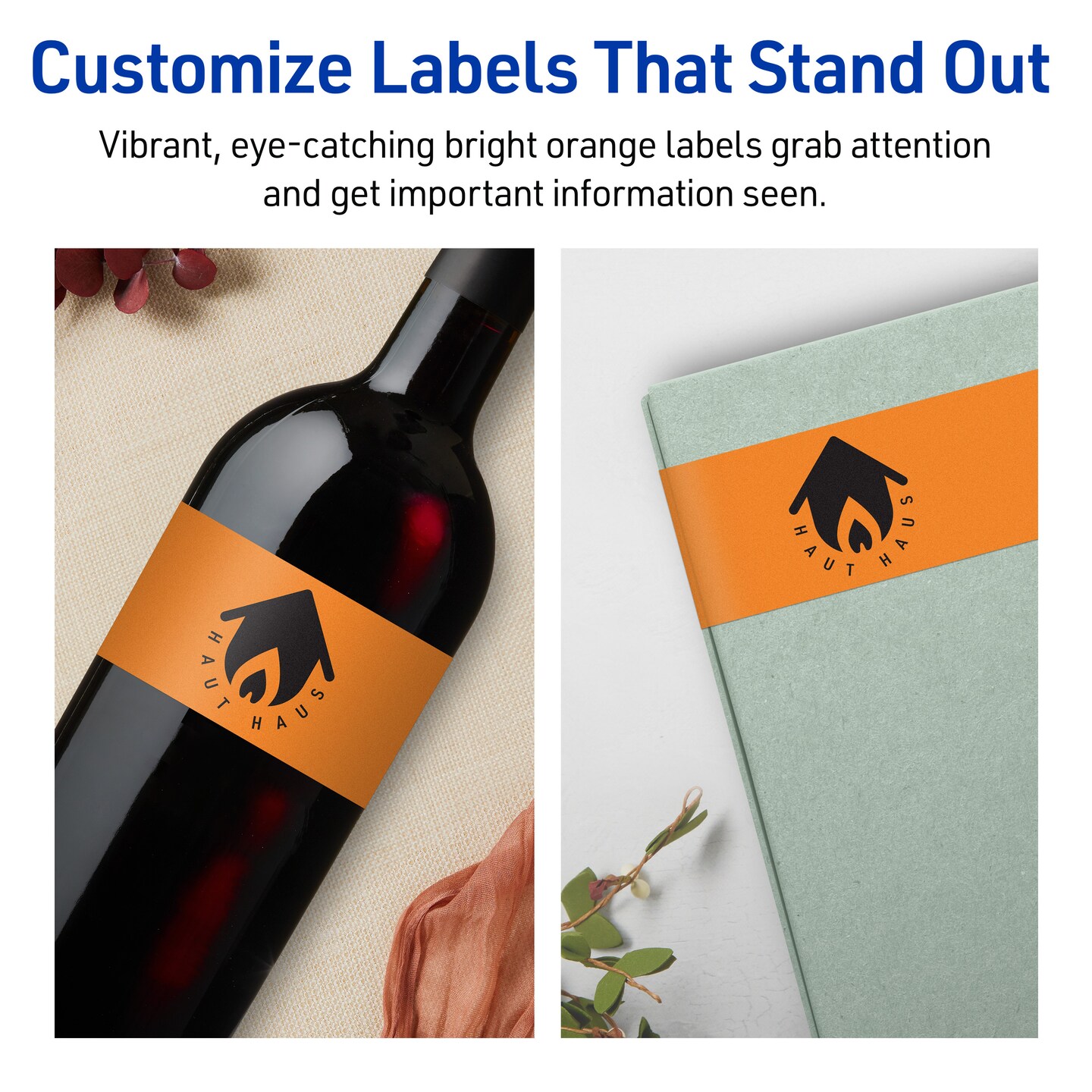 Avery Bright Orange Paper Labels, 3&#x22; x 7&#x22; Rectangle