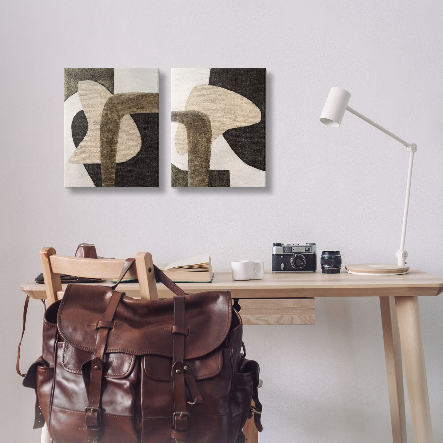 Stupell Industries Minimalist Brown Beige Shapes 2 pc Canvas Wall Art Set Design by Vanna Lam