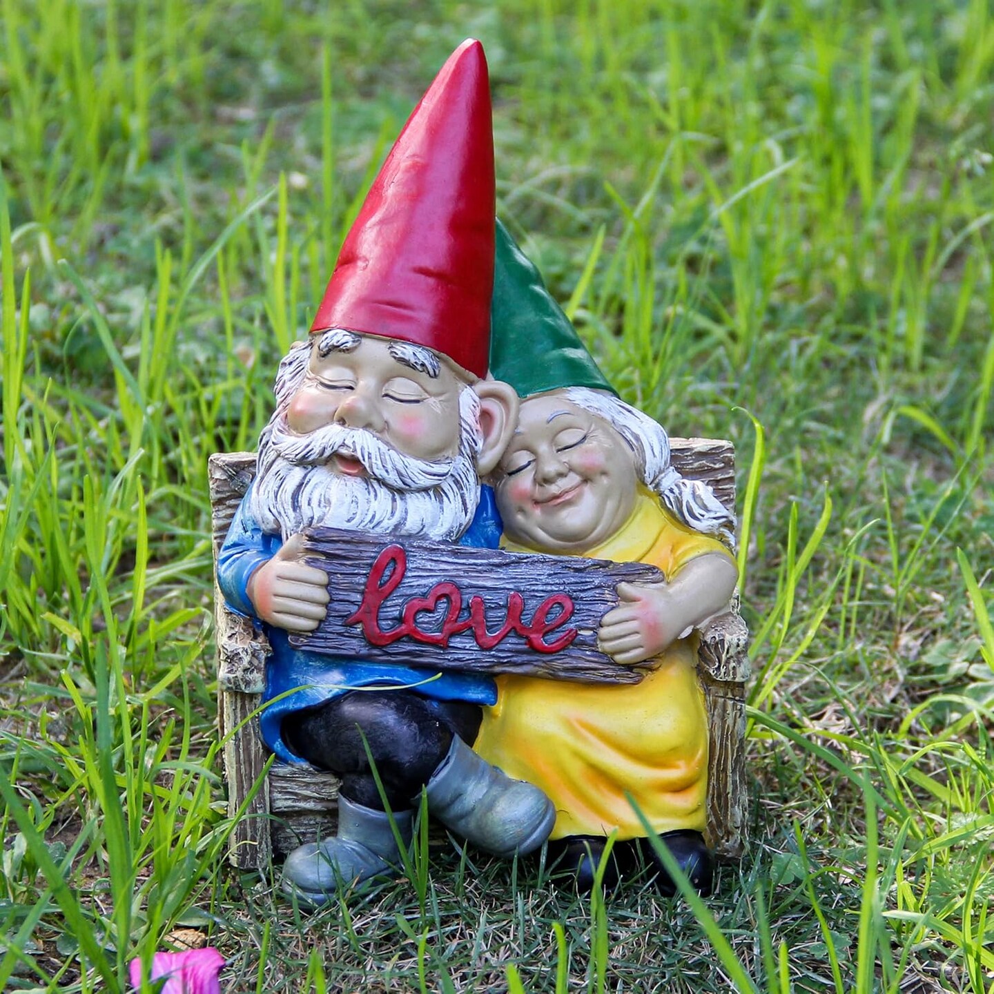 Garden gnome statue for outdoor decor,Couple in love gnomes figurine for patio lawn yard garden outdoor decoration,garden sculptures &#x26; statues,knome romantic indoor ornament forever lover gift