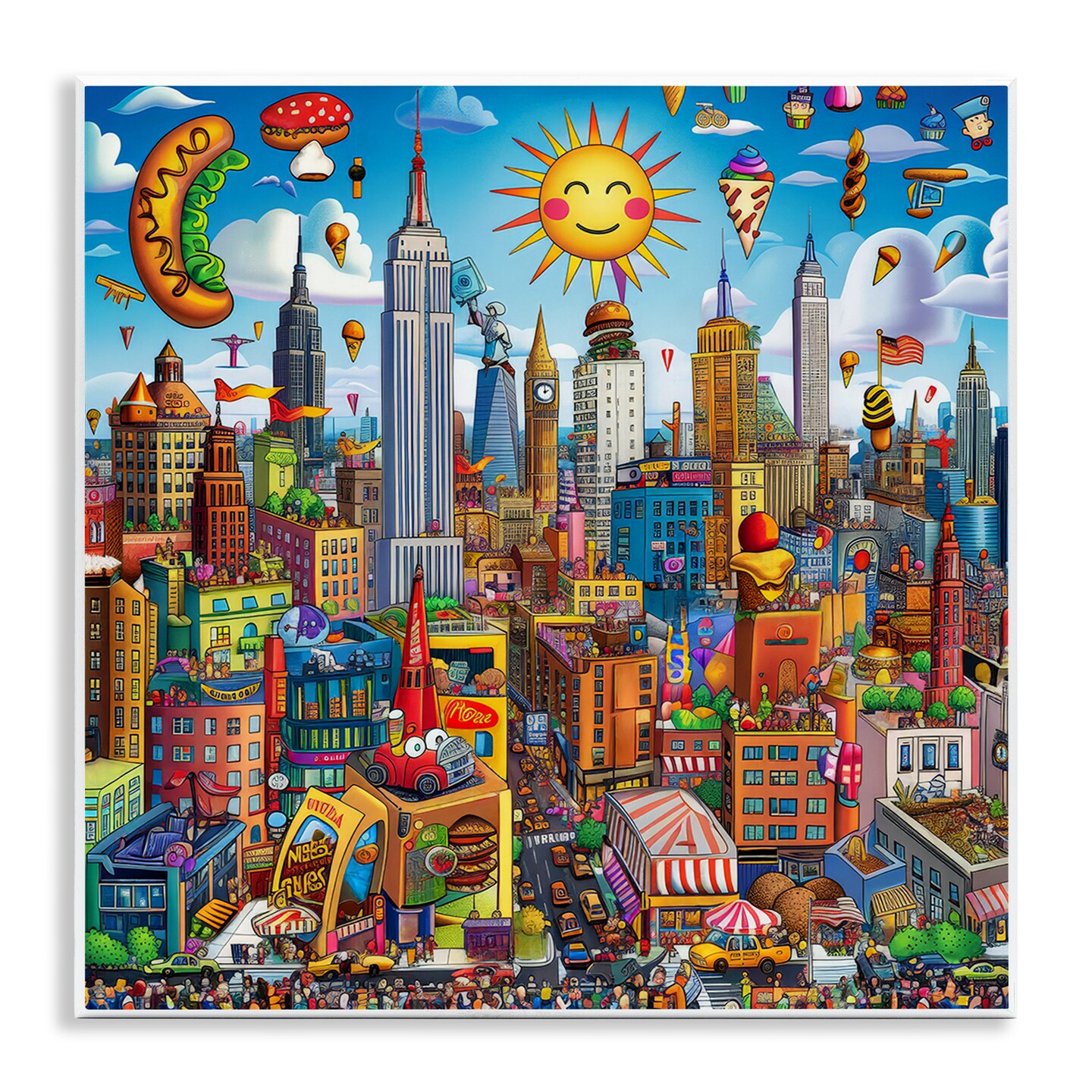 Stupell Industries Fun Zany Cityscape Wall Plaque Art Design by Ray Powers