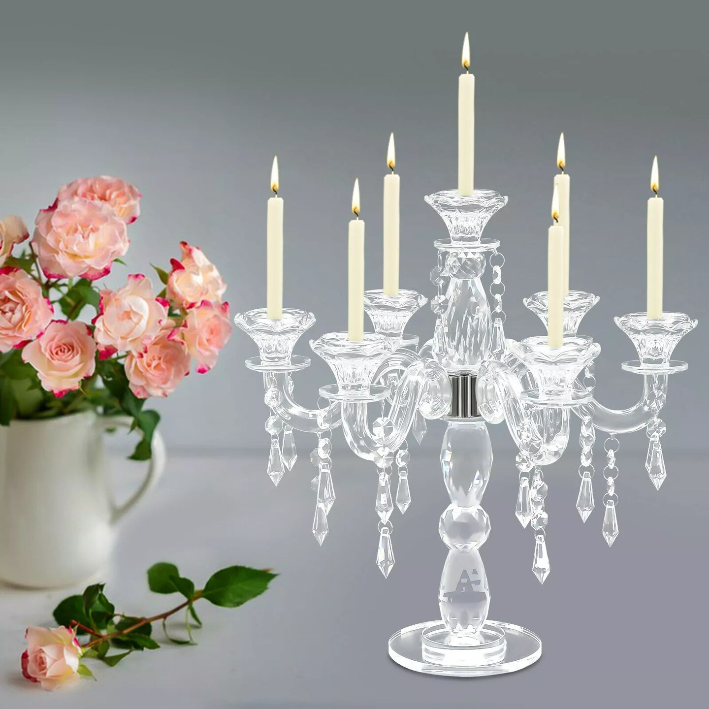 Candlestick Holder Crystal Candelabra Candlestick 7-arm Candle Holder For Party