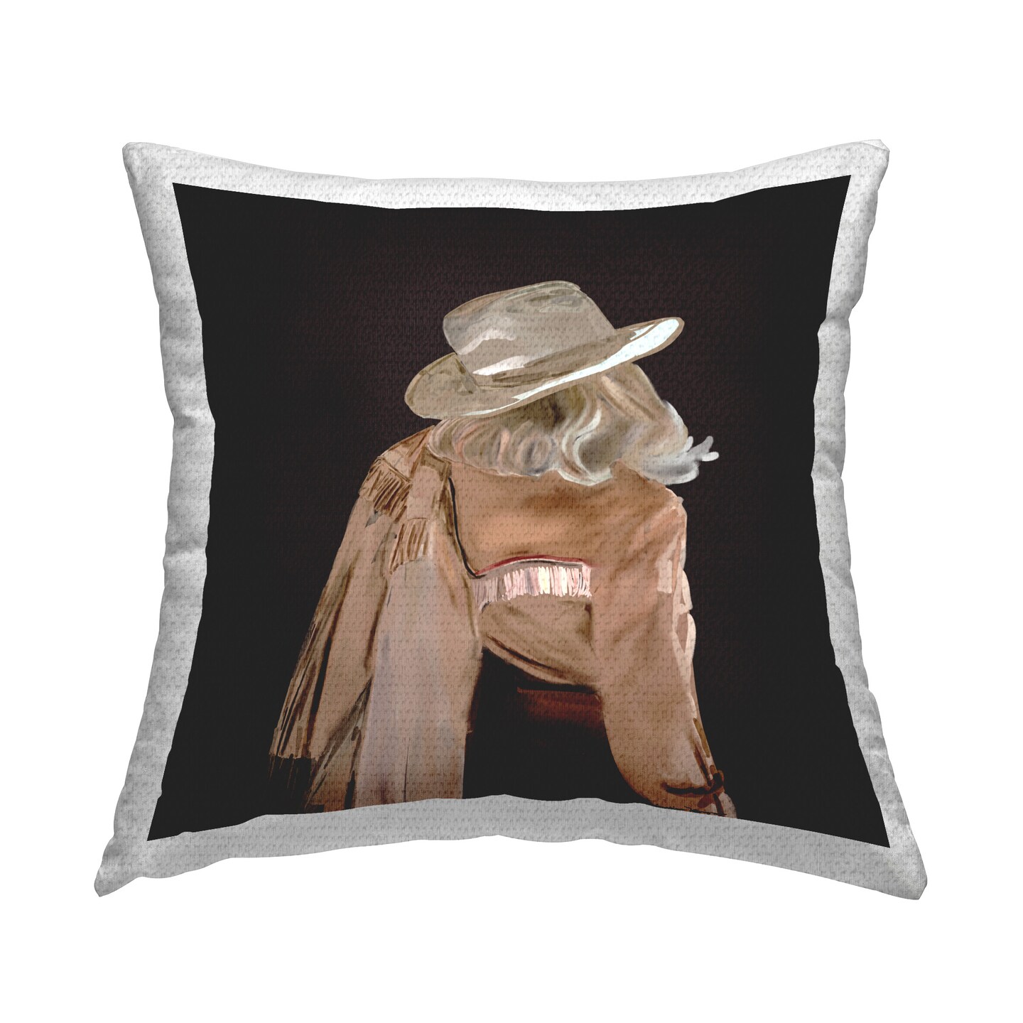 Cowgirl on Black Design by Amelia Noyes Outdoor Printed Pillow 