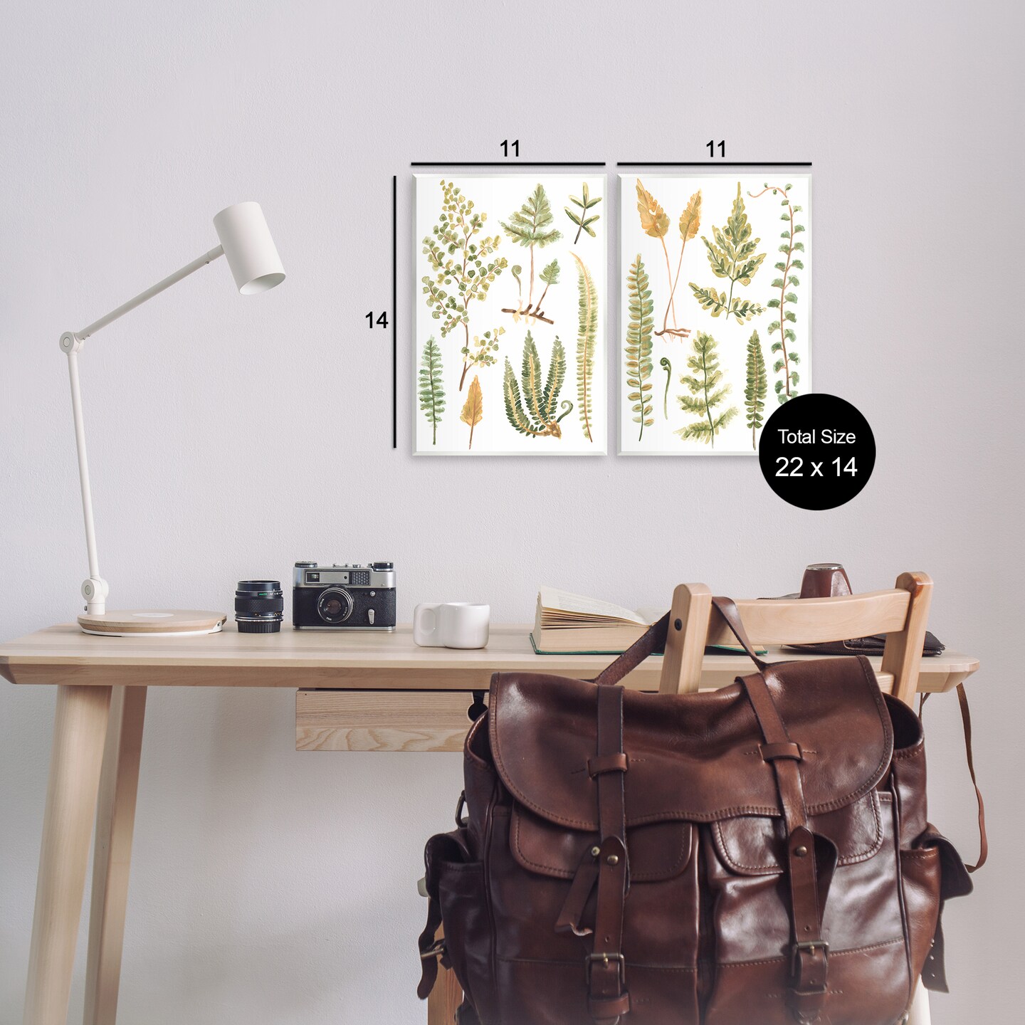 Stupell Industries Watercolor Fern Leaves 2 pc Wall Plaque Art Set Design by June Erica Vess