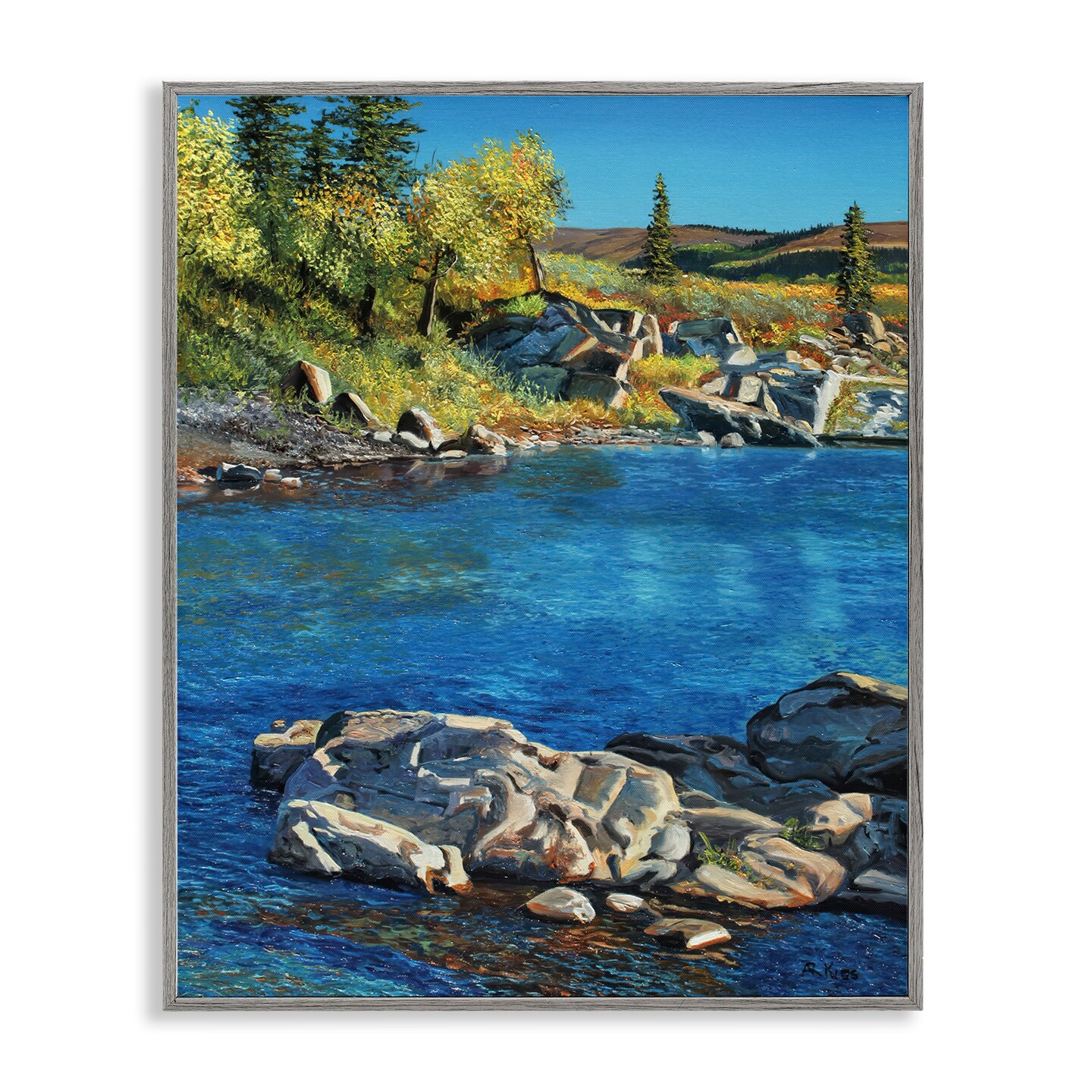 Stupell Industries Rocky River Landscape Framed Giclee Wall Art Design by Andrew Kiss