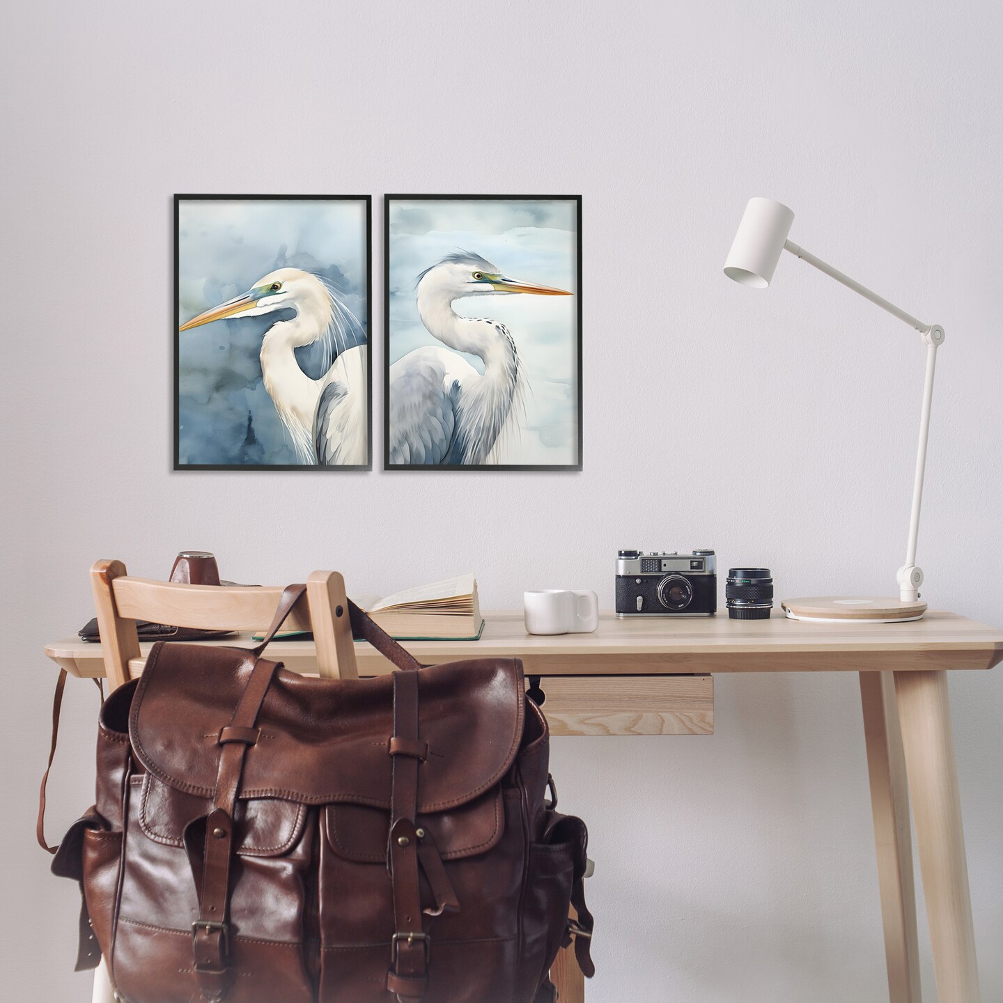 Stupell Industries Watercolor Detailed Beach Birds 2 pc Framed Giclee Wall Art Set Design by Petal Prints Design