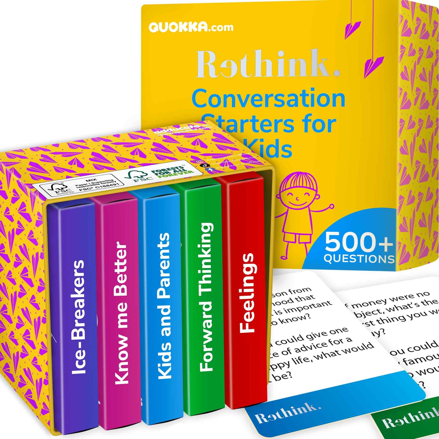 Rethink!: Conversation Starters for Kids | 500 Conversation Cards Family Pack
