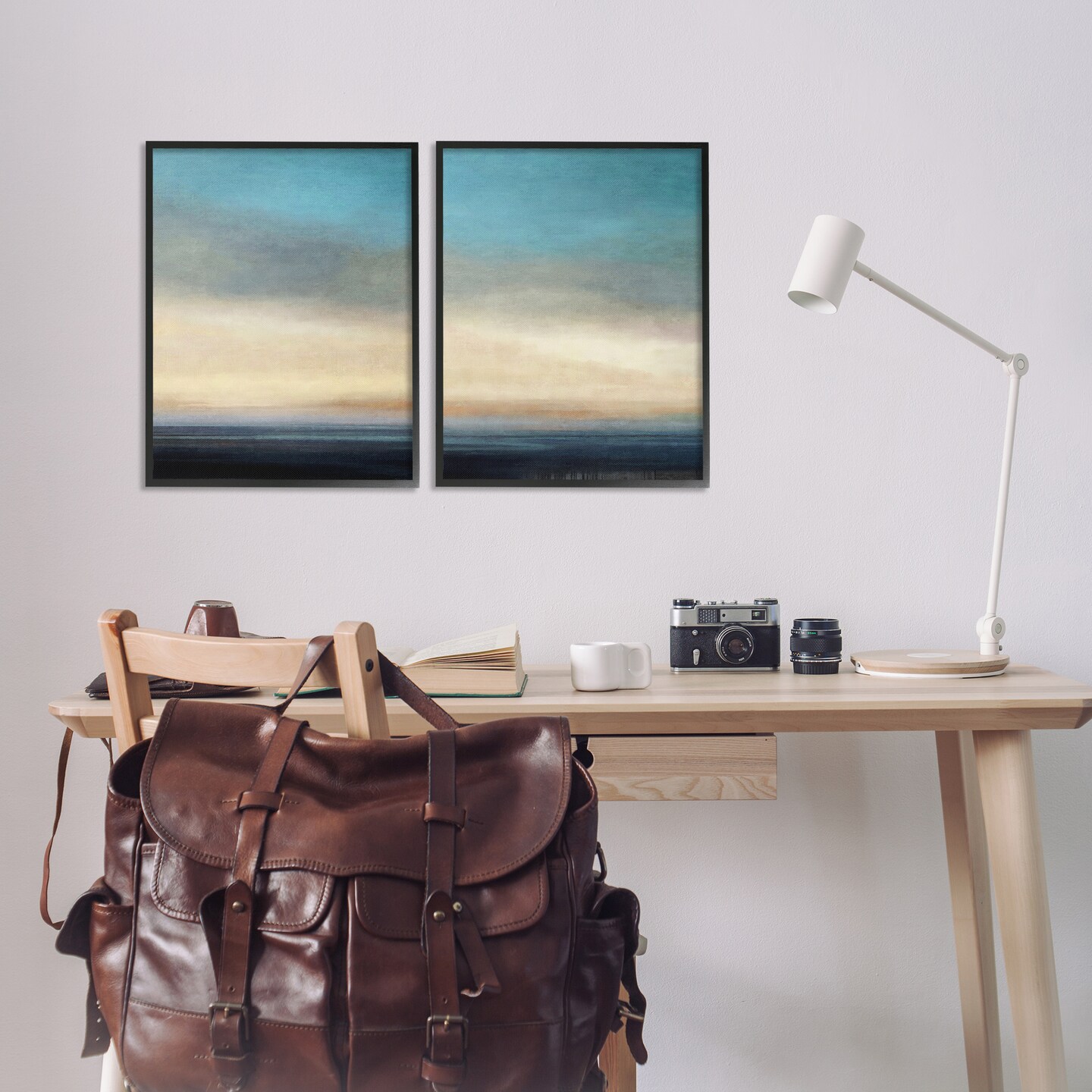 Stupell Industries Calm Tranquil Sea horizon 2 pc Framed Giclee Wall Art Set Design by Suzanne Nicoll