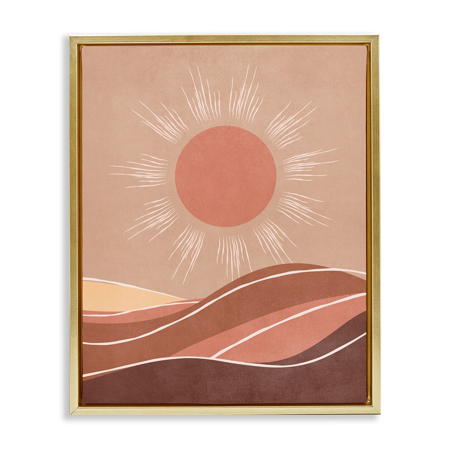 Stupell Industries Boho Sun over Desert Framed Floater Canvas Wall Art Design by Nataly White