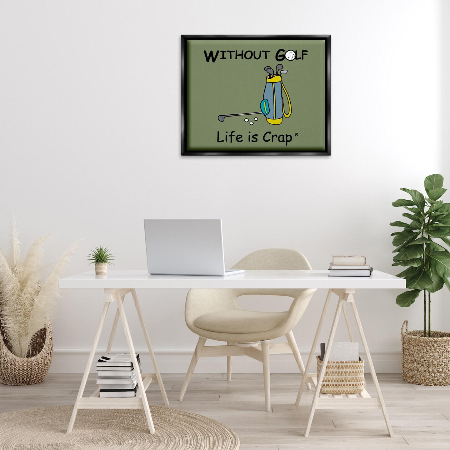 Stupell Industries Life Crap Without Golf Framed Floater Canvas Wall Art Design by LIC