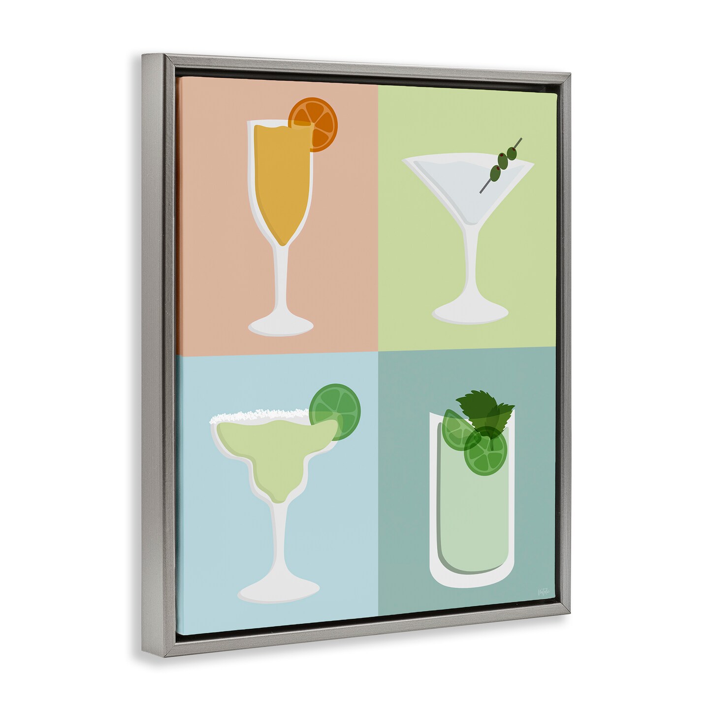 Stupell Industries Pastel Bar Cocktails Framed Floater Canvas Wall Art Design by Natalie Carpentieri