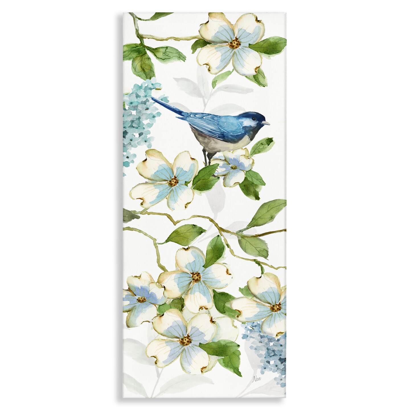 Stupell Industries Bird Perched on Dogwood Canvas Wall Art Design by Nan
