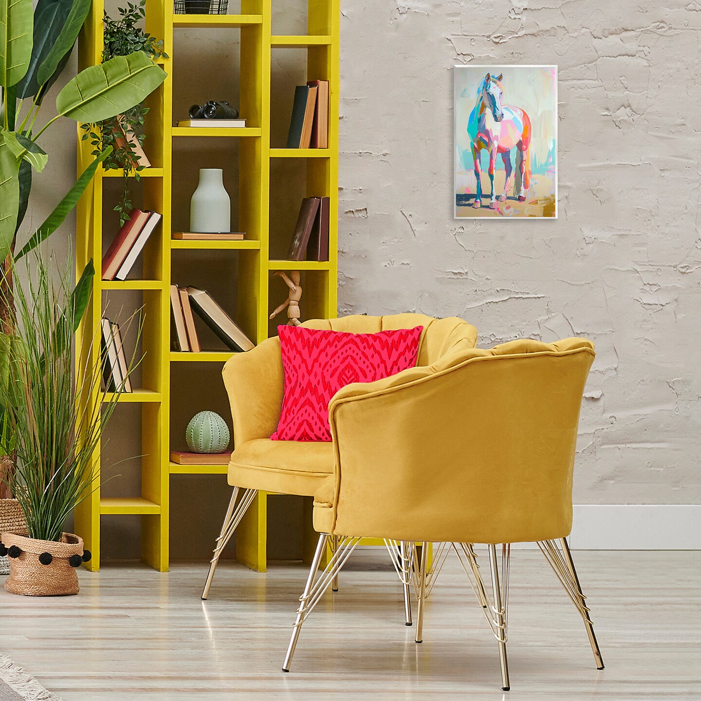 Stupell Industries Pastel Hued Horse Wall Plaque Art Design by Petal Prints Design