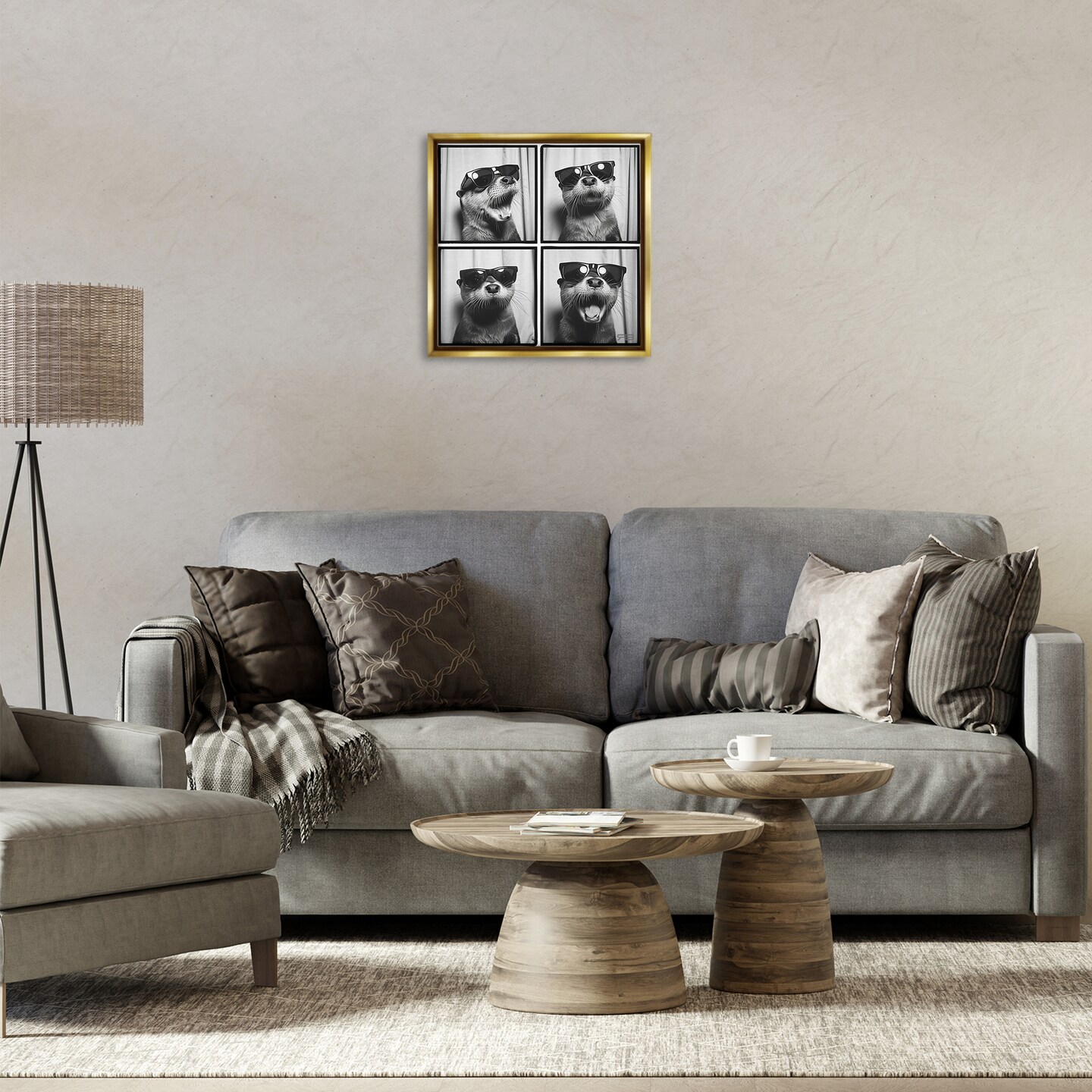 Stupell Industries Fun Sunglasses Otter Framed Floater Canvas Wall Art Design by Roozbeh Bahramali