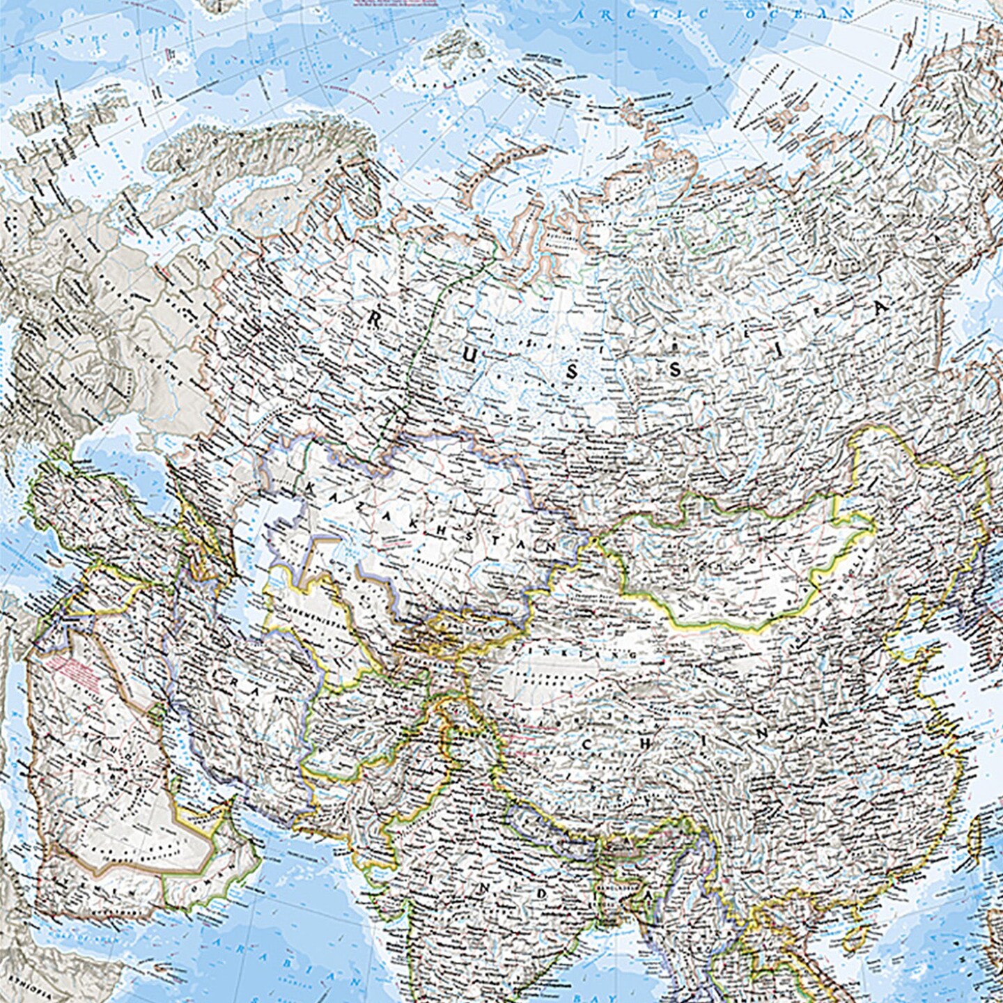 Asia Wall Map, 34&#x22; Width, 38&#x22; Length