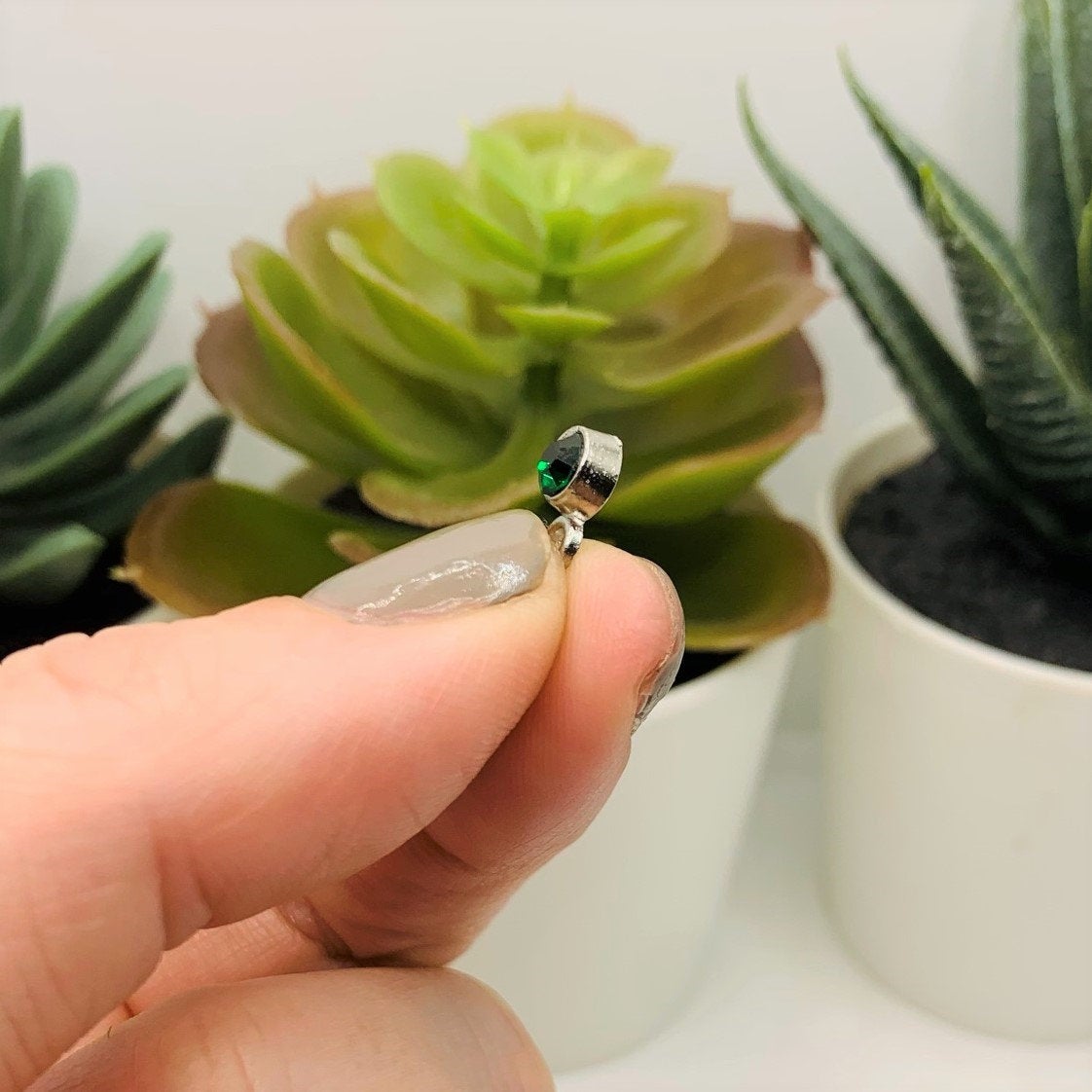 4, 20 or 50 Pieces: Small Dark Green May Birthstone Rhinestone Charms