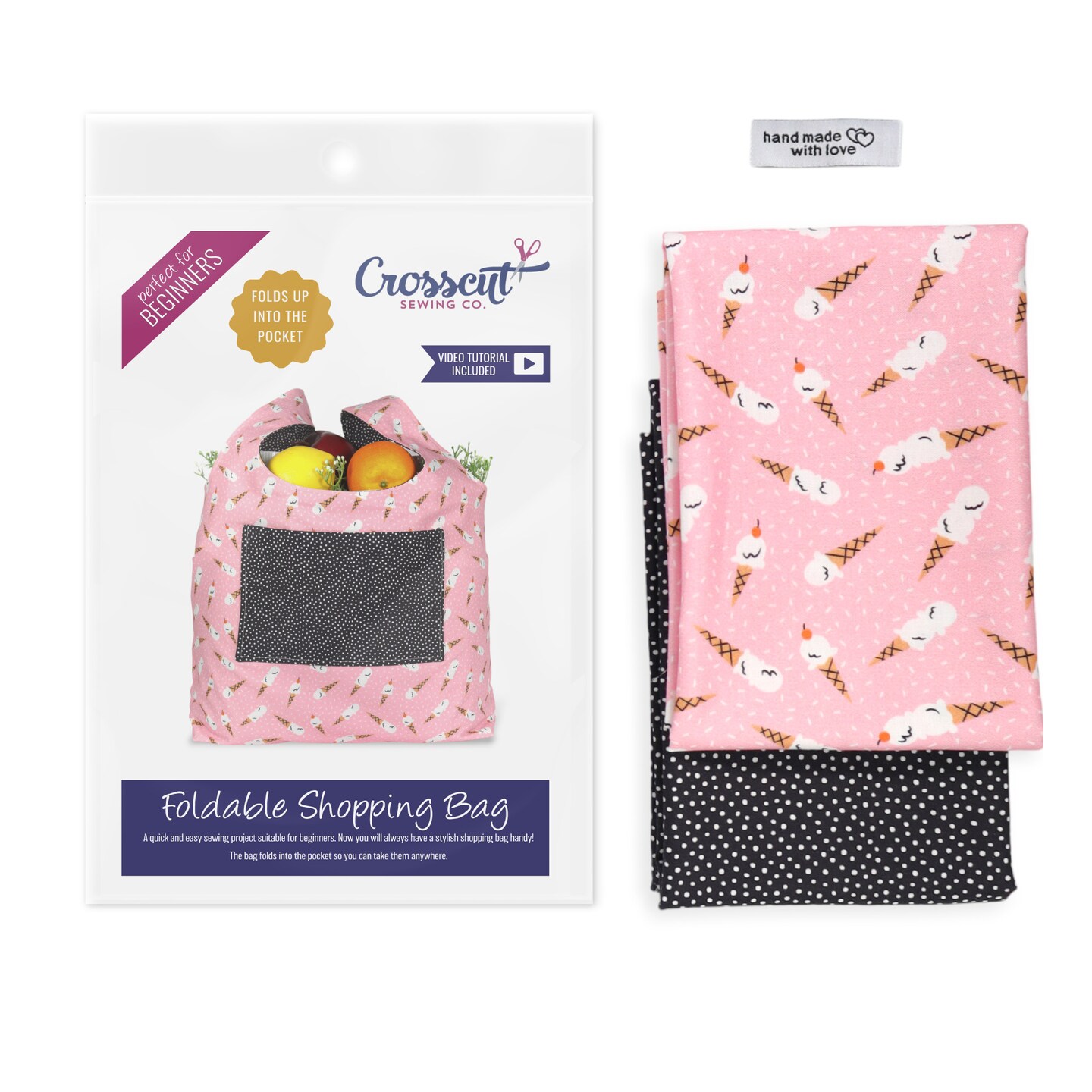 Crosscut Sewing Co.® Foldable Shopping Bag Sewing Kit - Beginner Sewing Project Kit