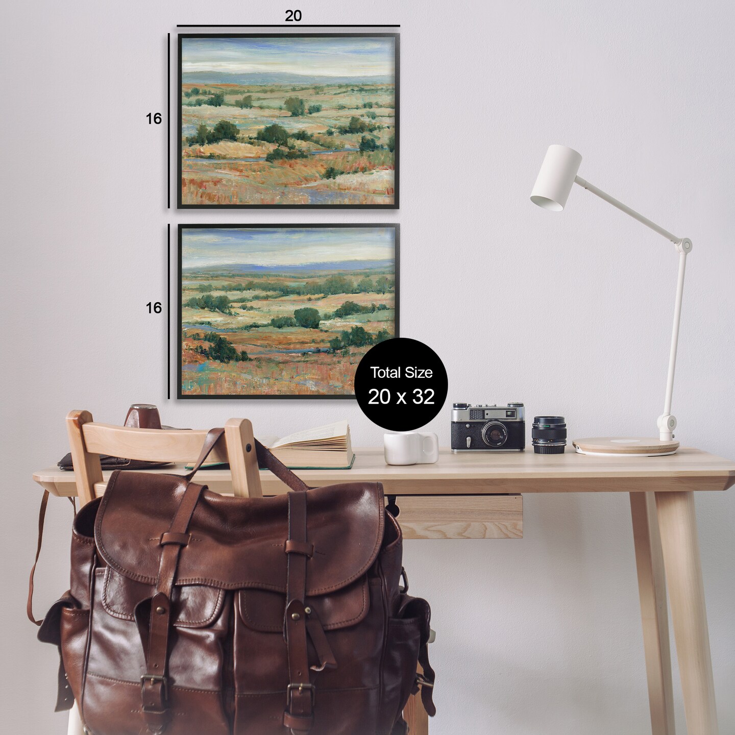 Stupell Industries Abstract Farm Field Landscape 2 pc Framed Giclee Wall Art Set Design by Tim Otoole