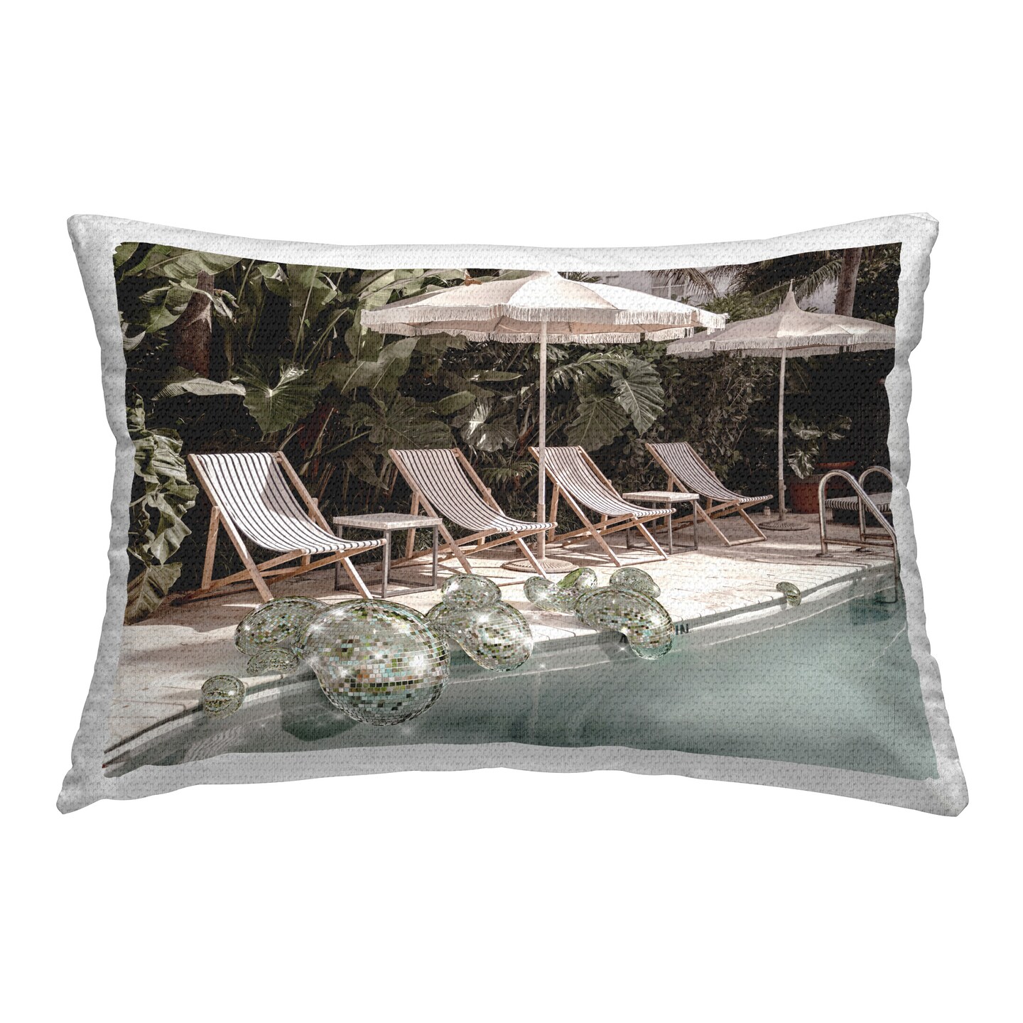 Glam Disco Poolside Design by Ziwei Li Outdoor Printed Pillow