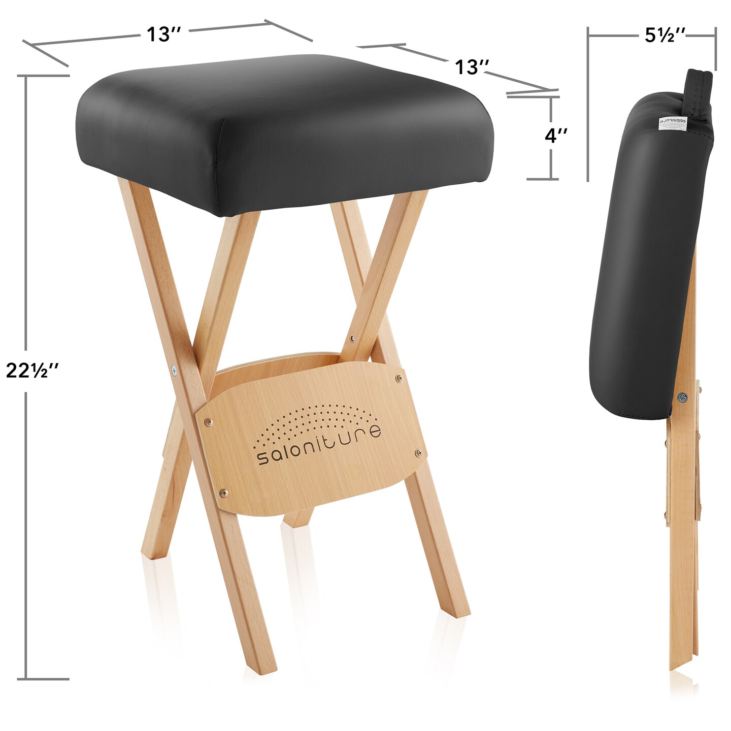 Saloniture Wood Folding Massage Stool with Carrying Case