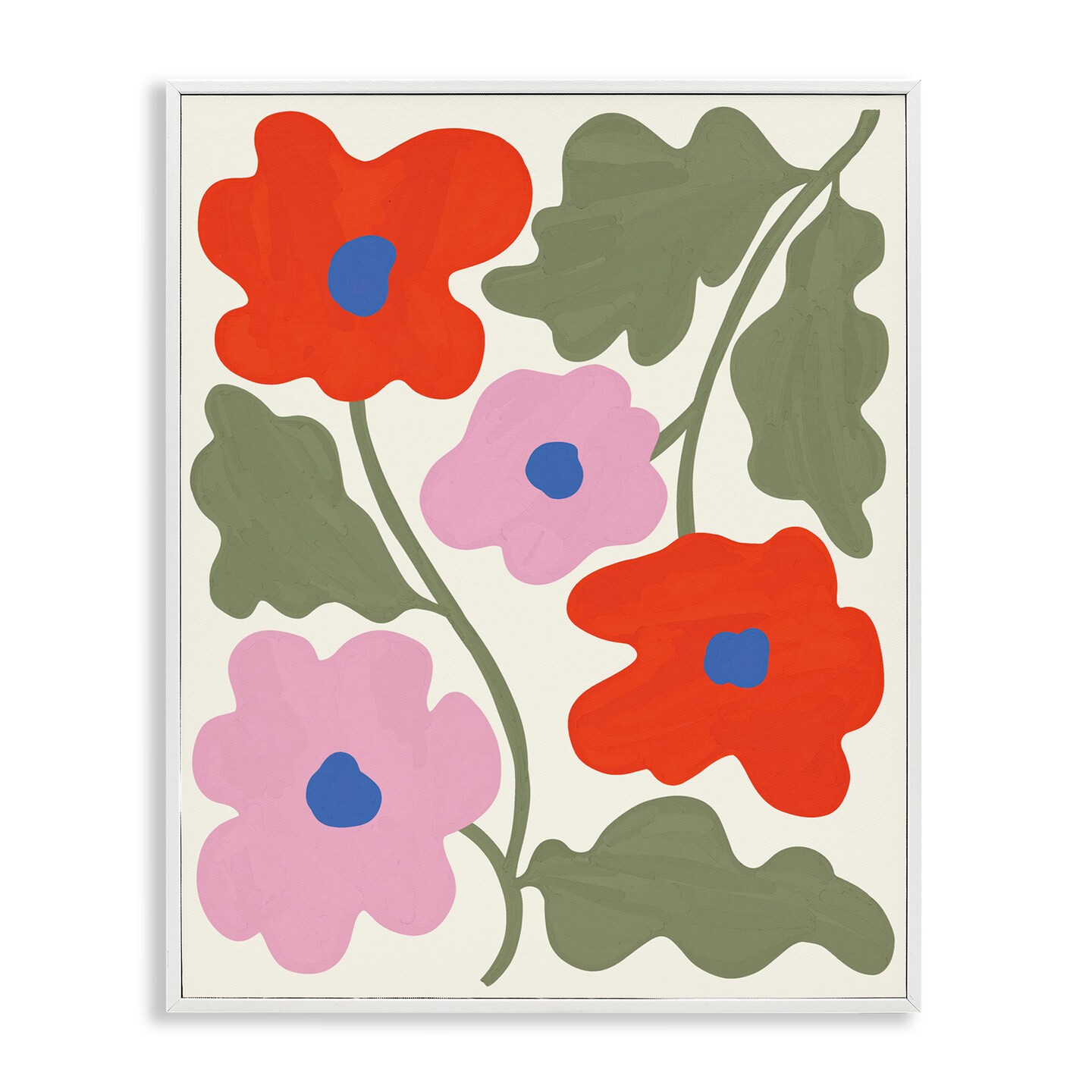 Stupell Industries Red & Pink Bold Flowers Framed Giclee Wall Art Design by Aralma