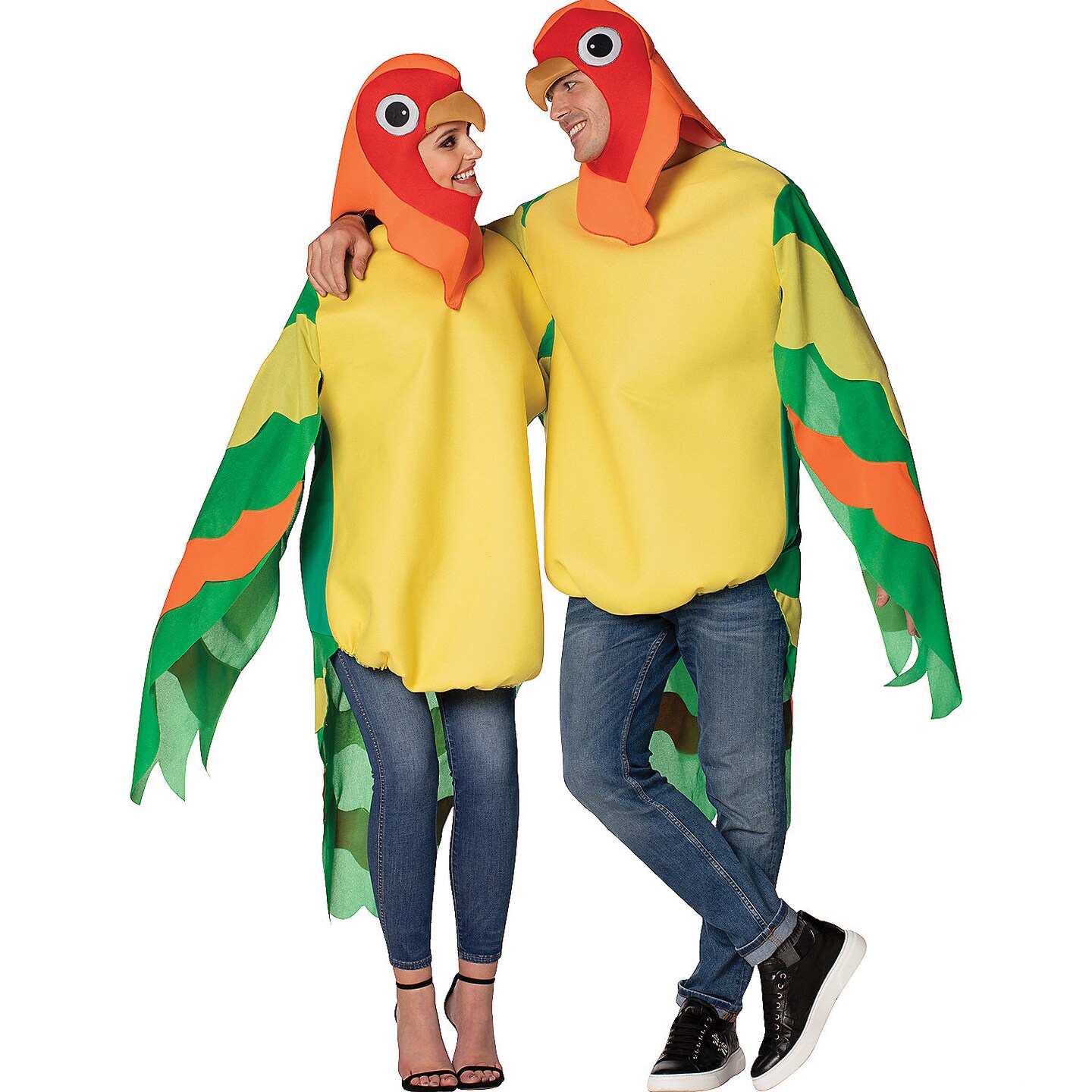2 Pieces Love Birds Couples Costume Multi Colored Tunics Headpieces