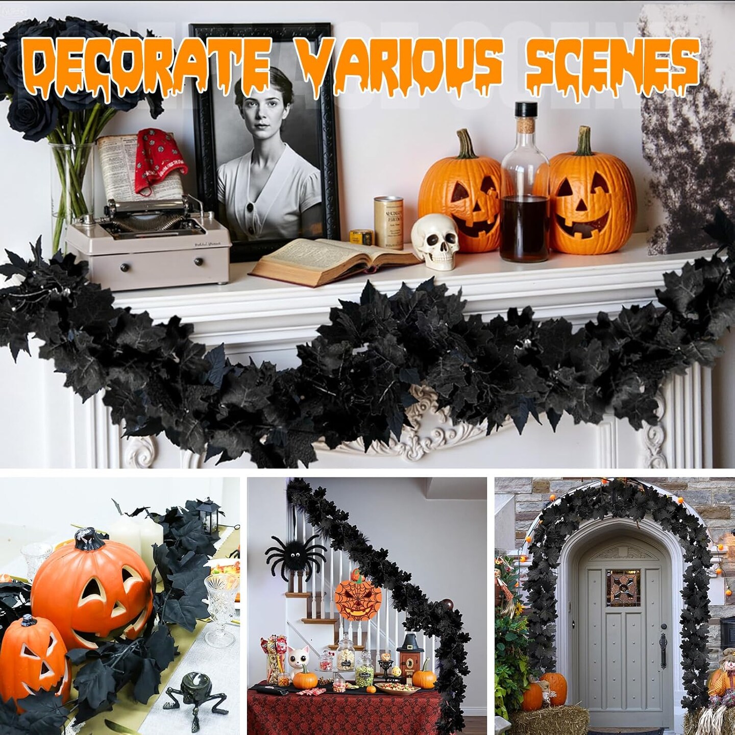 5.7FT Black Leaf Garland(Black)