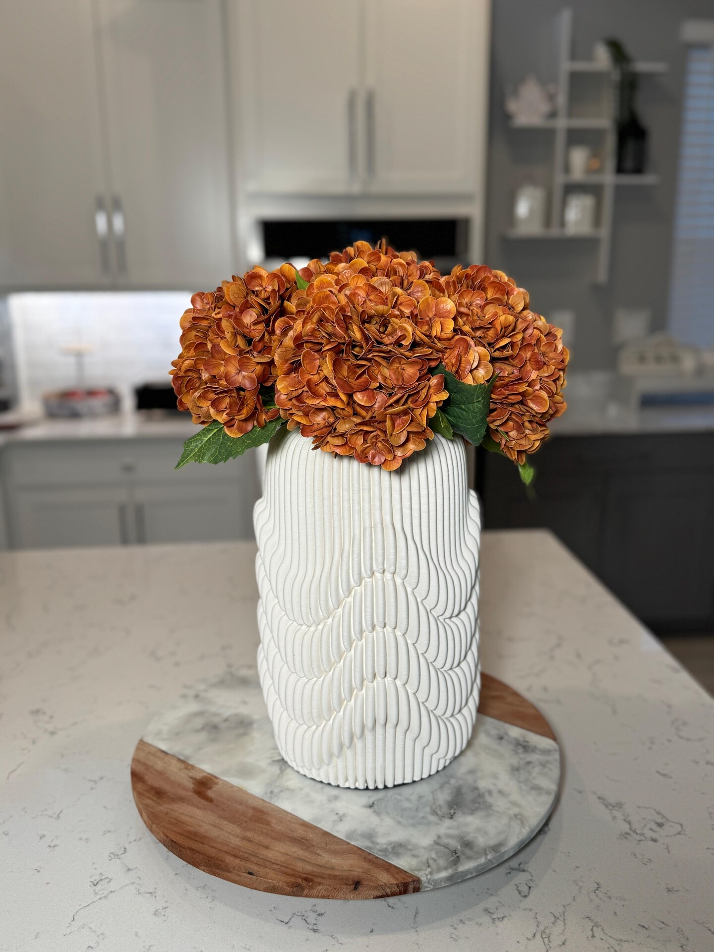 Ariane Nude Orange Hydrangea Real Touch Artificial Flower Stem for Home Decor Fall Autumn Season