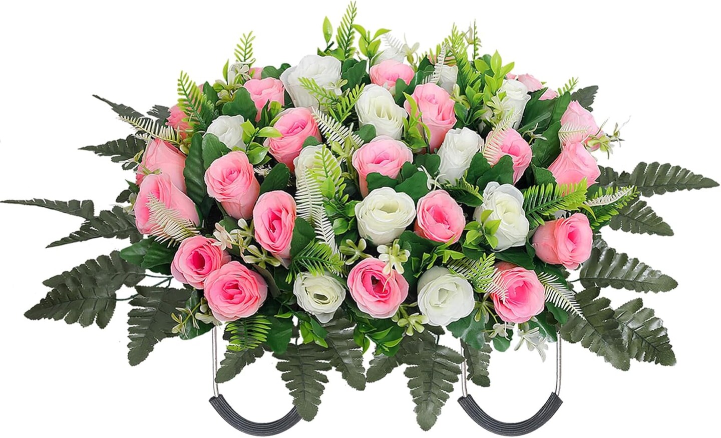Artificial Cemetery Flower Saddles Cemetery Flowers for Grave Memorial Grave Flowers with Vases for Cemetery Decoration