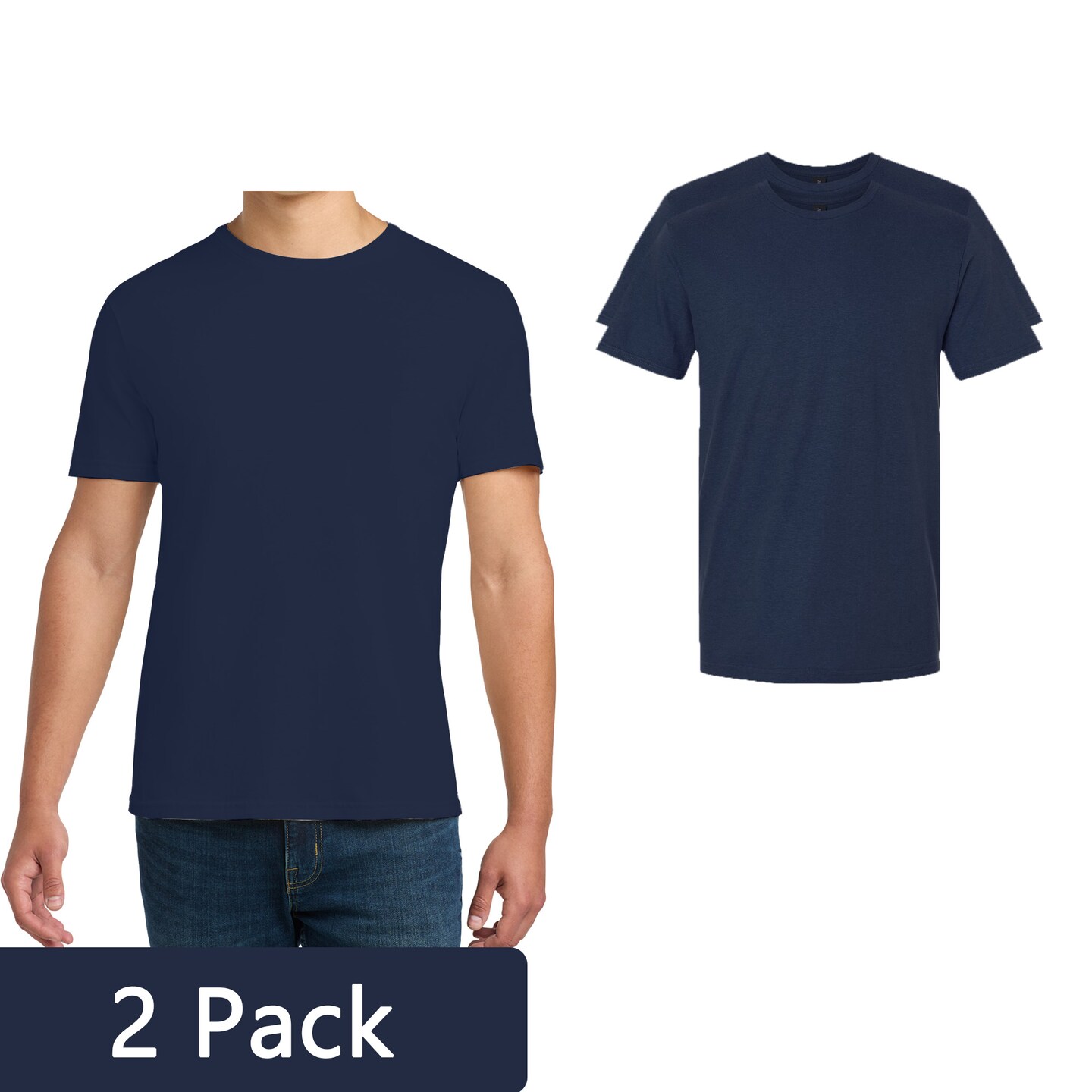 Gildan Men's Softstyle Lightweight T-Shirt, Short Sleeve Crewneck Modern Classic Fit Tee, Navy, S-3XL