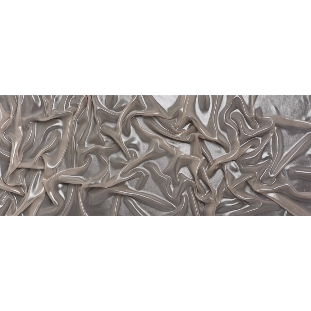 1 Yard Silver on Pink Liquid Sheen Metallic Polyester Chiffon Sheer 60&#x22; Width Fabric