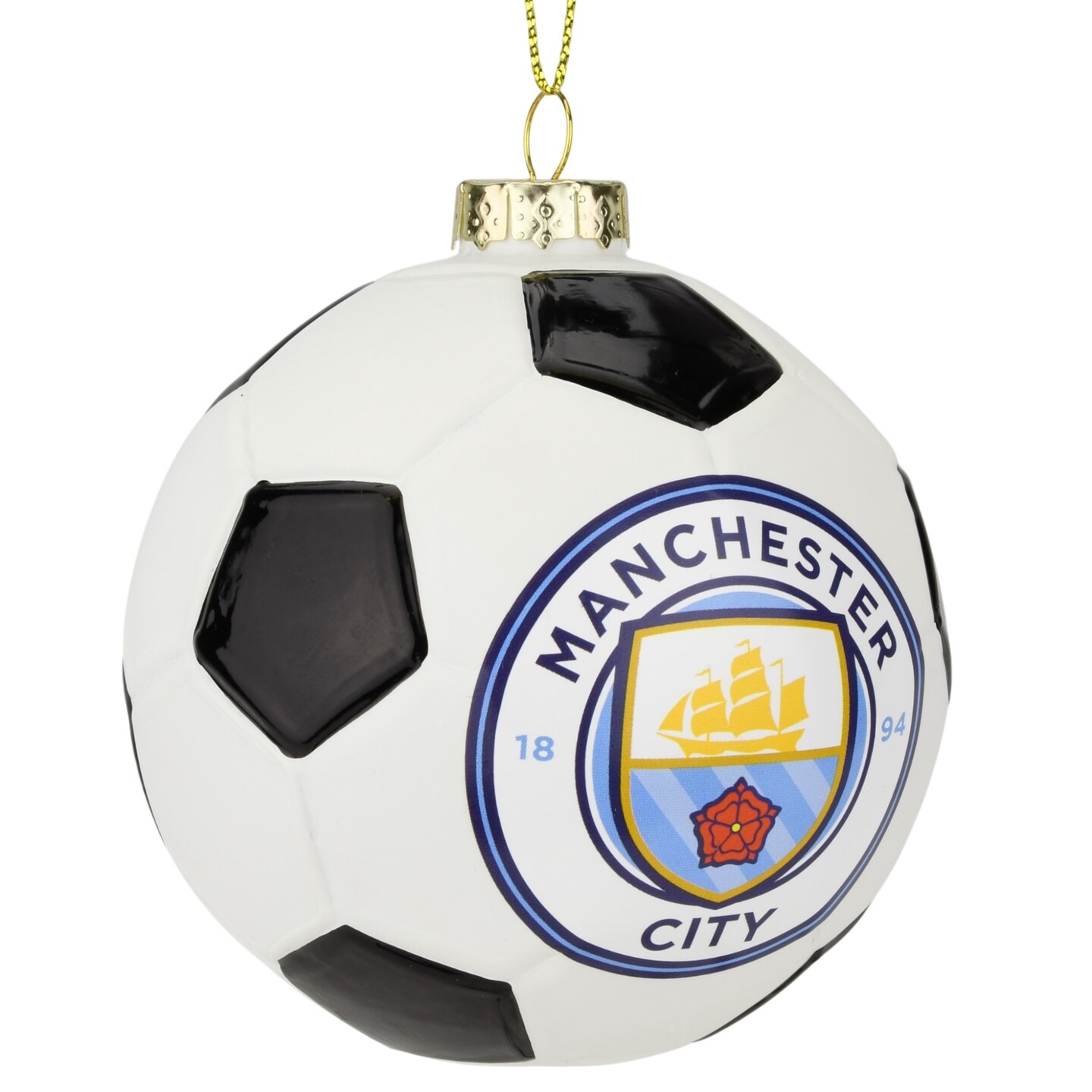 Tree Buddees x Manchester City F.C. Official Football Club Bauble Limited Edition Christmas Ornament - Glass Soccer Ball