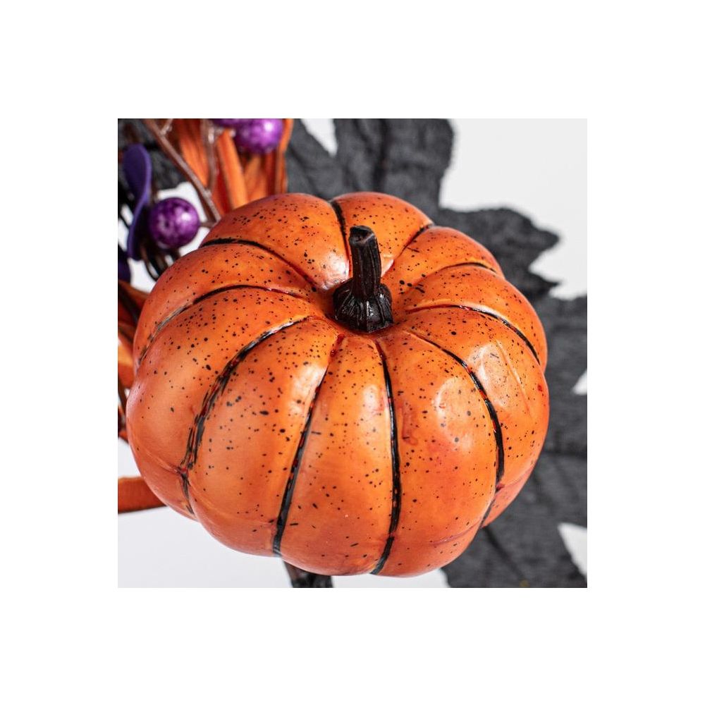 15&#x22; Pumpkin, Berries, Leaves and Grass Pick: Purple