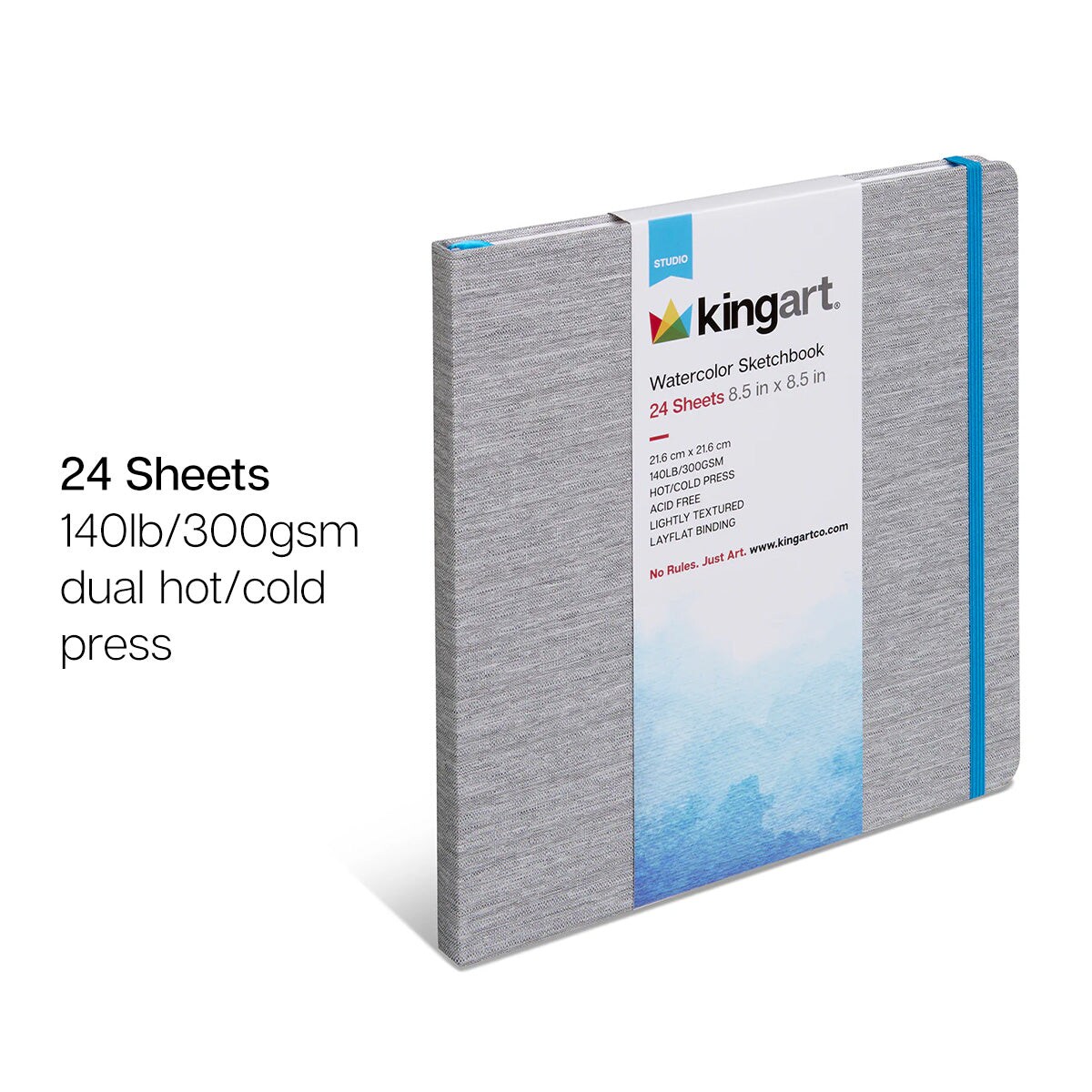 KINGART&#xAE; Watercolor Paper Sketchbook 8.5x8.5 24 Pages