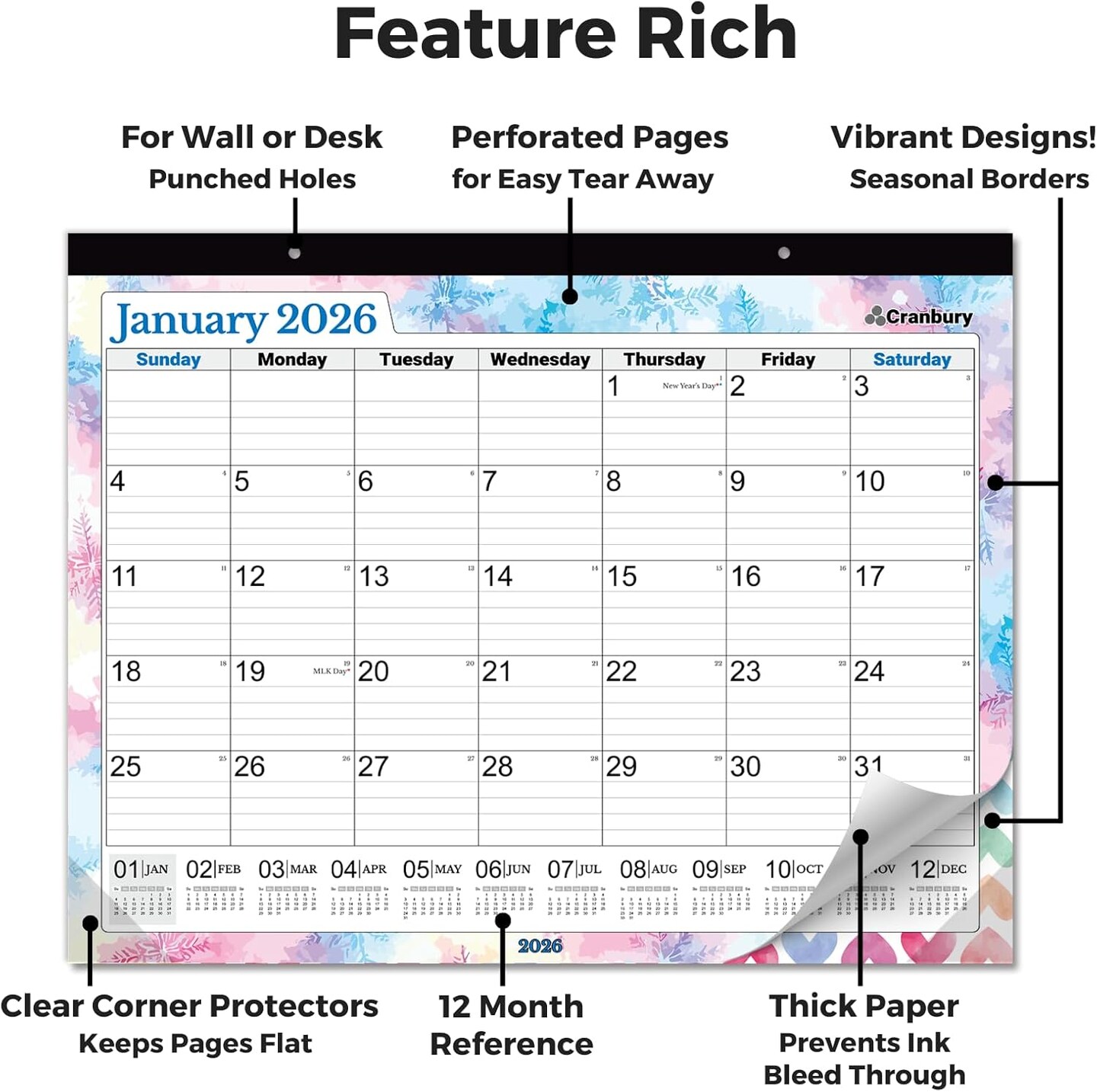 Big Deskpad Calendar or Extra Large Monthly Hanging Wall Planner