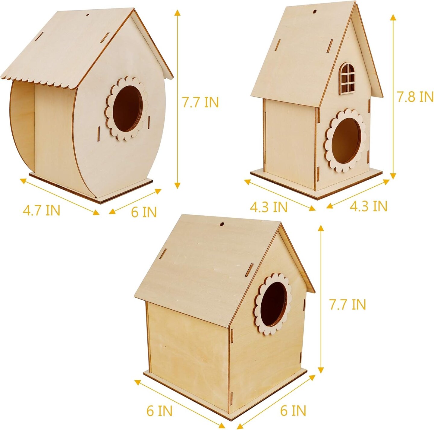 4-Pack DIY Bird House Kit – Wooden Build & Paint Craft Toy for Kids with Paints & Brushes