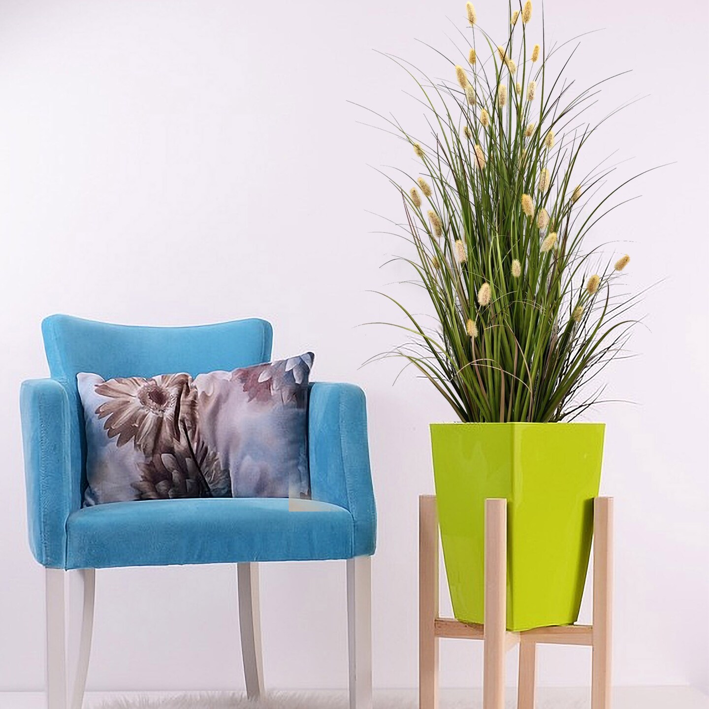 Lush 24-Inch Artificial Grass Bush with Lifelike Buds - Indoor/Outdoor Faux Greenery Decor, Perfect for Home and Garden, Floral Home by Artificial Flowers