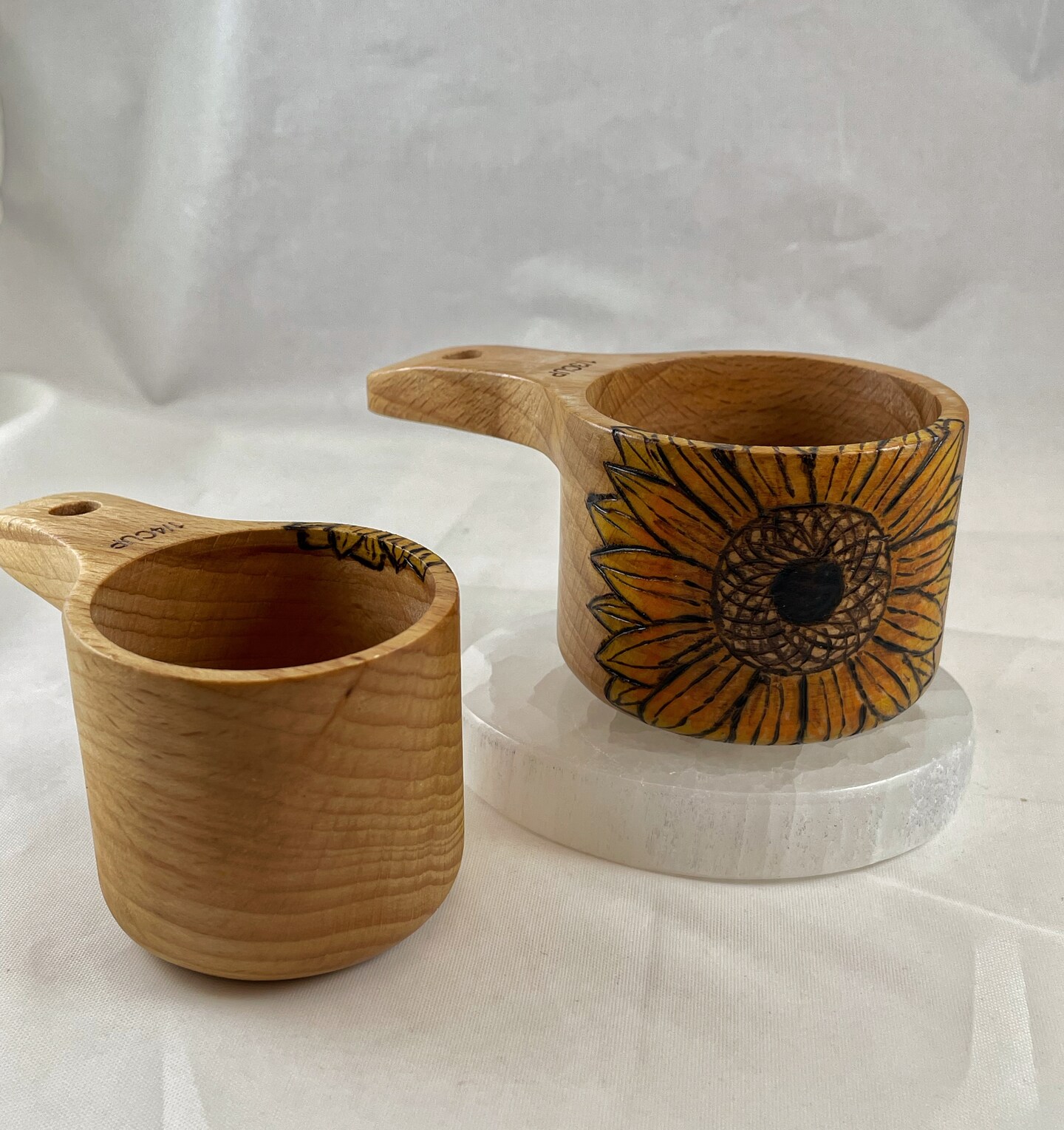 Sunflowers Wood Burned Measuring Cup Set, Pyrography Wood Burned Art, Unique Kitchen Gadget Gift Tool, Sun Flower Garden Gardener product 5