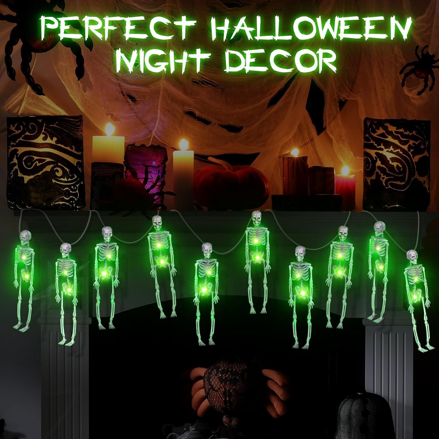 Skeletons Halloween Lights for Home Door Porch Yard Lawn Garden Pathway Indoor Outdoor Decor Halloween Party Decorations