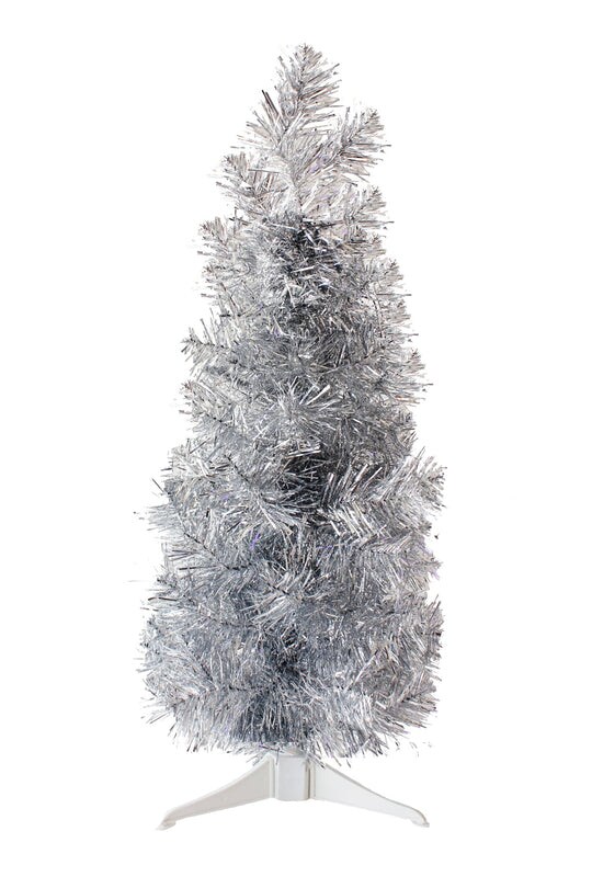 2' Silver Tabletop Pencil Tree with Plastic Stand 93 Tips Dia 12"