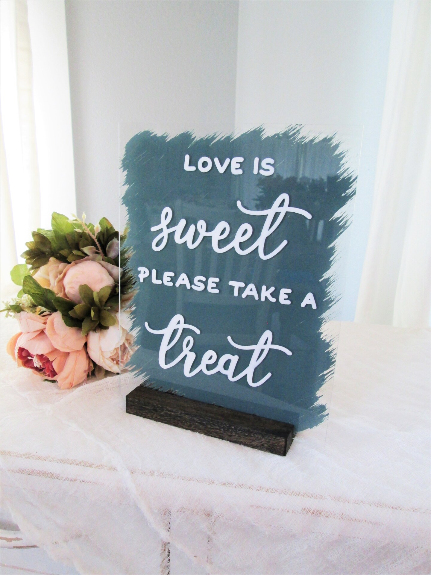 Love Is Sweet Banner - Glitter Cardstock Decor For Wedding Dessert Tables, Bridal Showers & Anniversary Parties