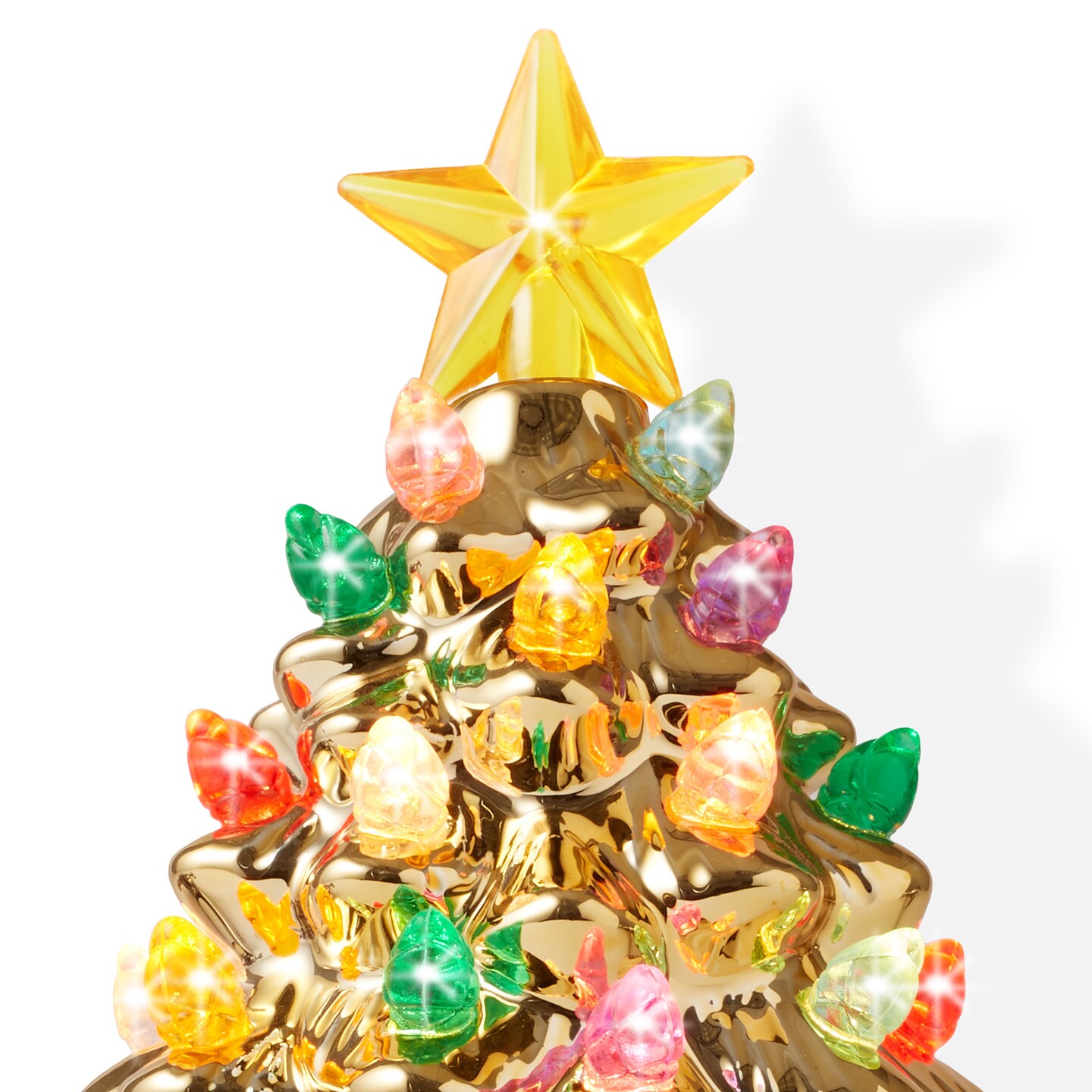 Casafield Ceramic Holiday Night Light - Vintage Decorative Night Light with Bulbs and Star Topper