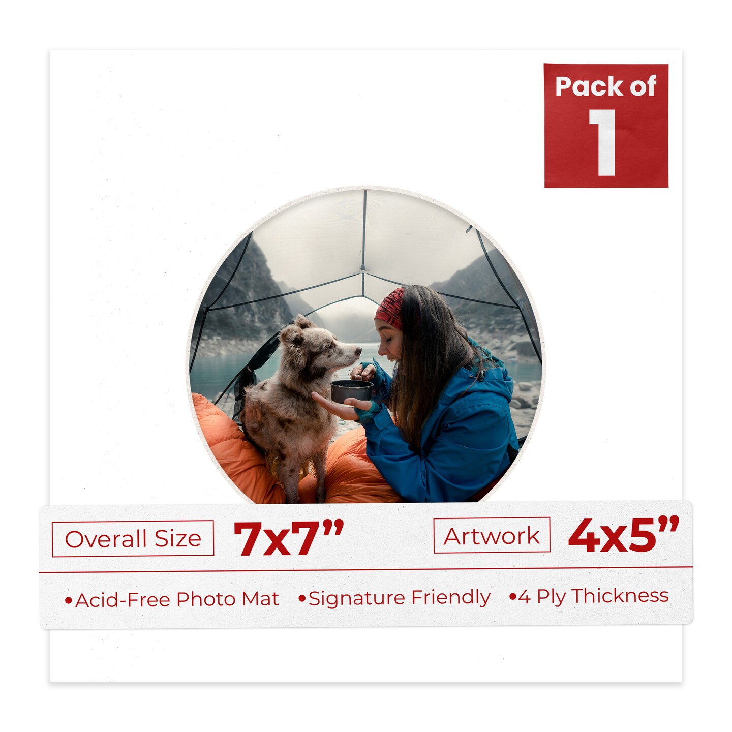 Golf Ball Texture Mat Board for 7x7 Frames - Circle Opening for 4x5 Photos